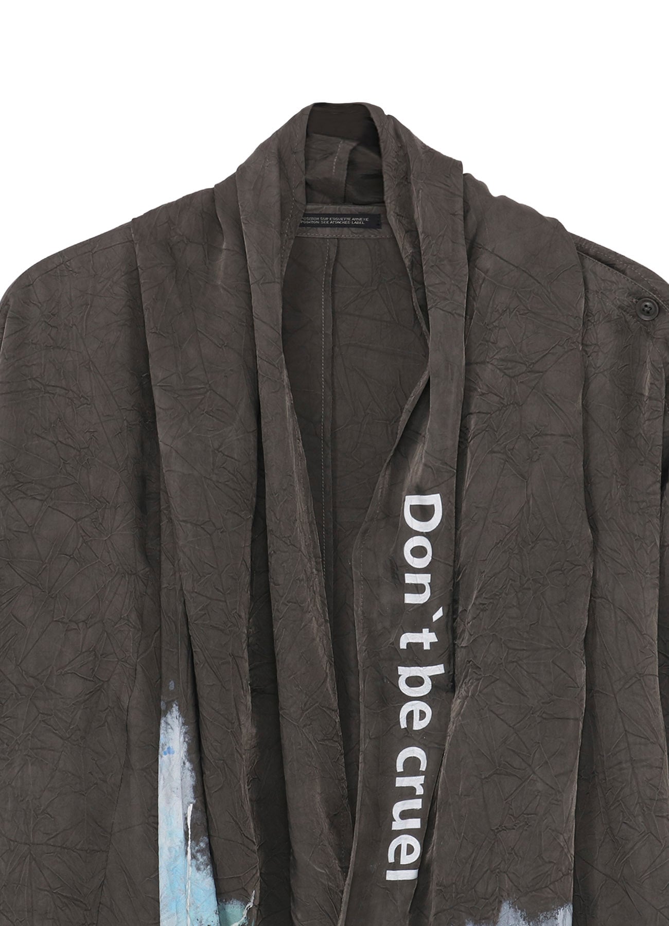 <PIECE UNIQUE/AOYAMA>INK DYED WRINKLE CUPRO MESSAGE DRAPE JACKET