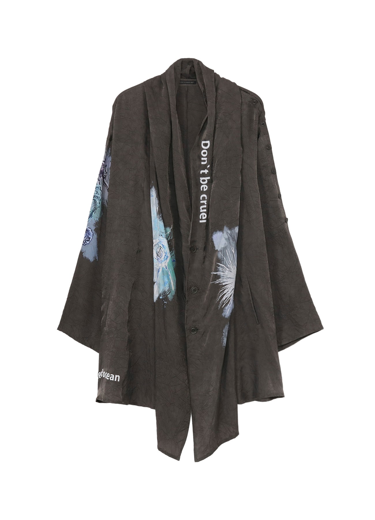 <PIECE UNIQUE/AOYAMA>INK DYED WRINKLE CUPRO MESSAGE DRAPE JACKET