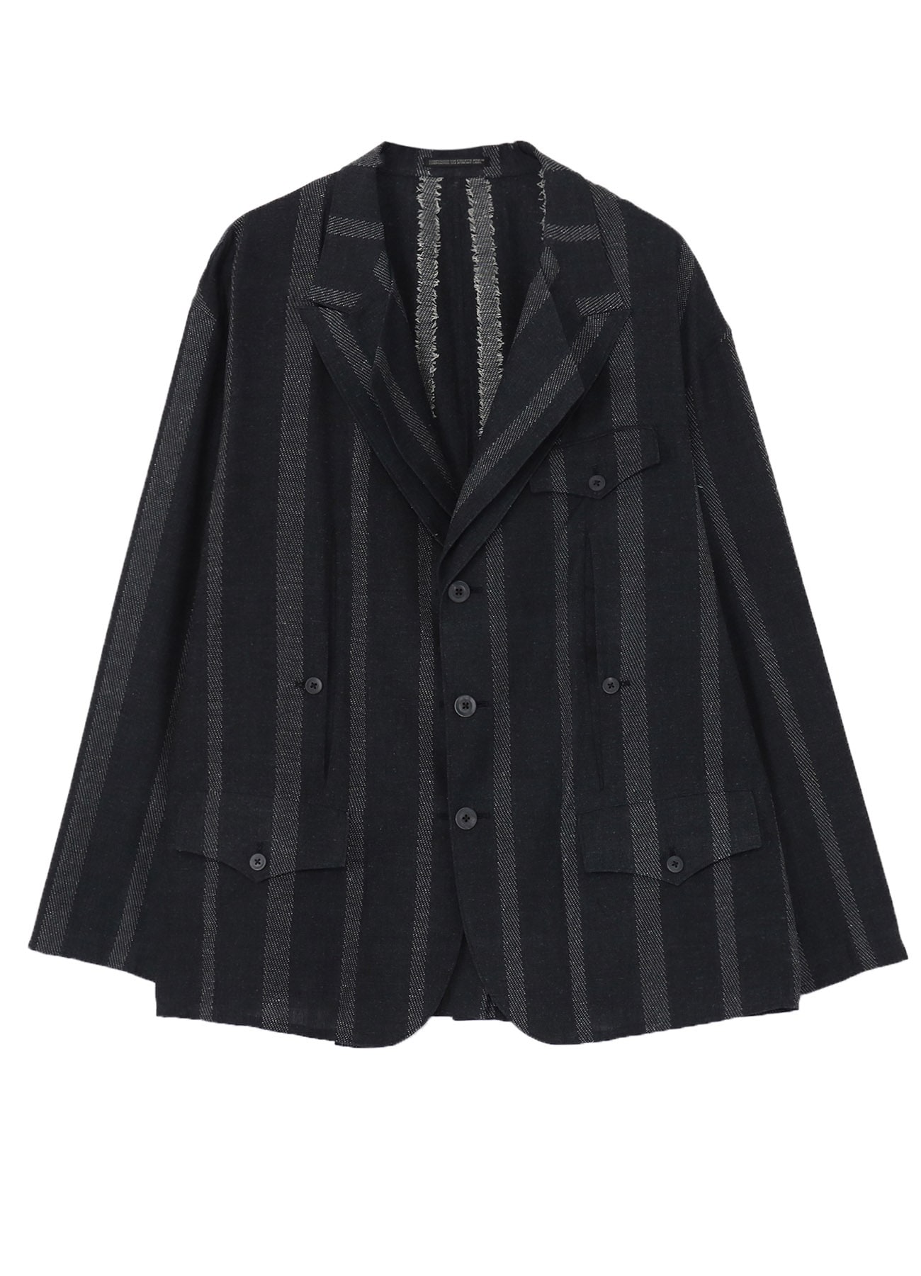 SILK/COTTON STRIPE PATTERN SLIT JACKET