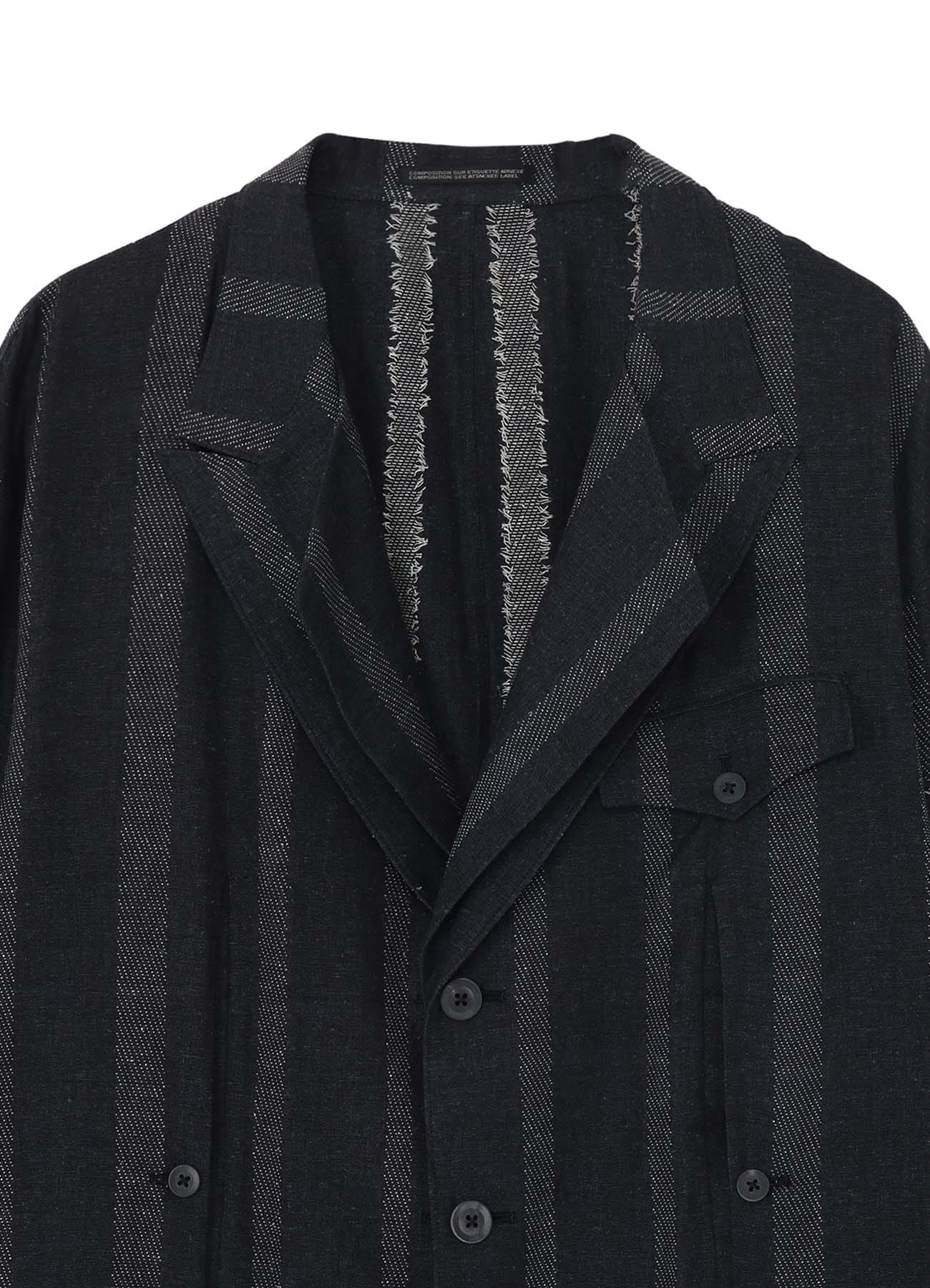 SILK/COTTON STRIPE PATTERN SLIT JACKET