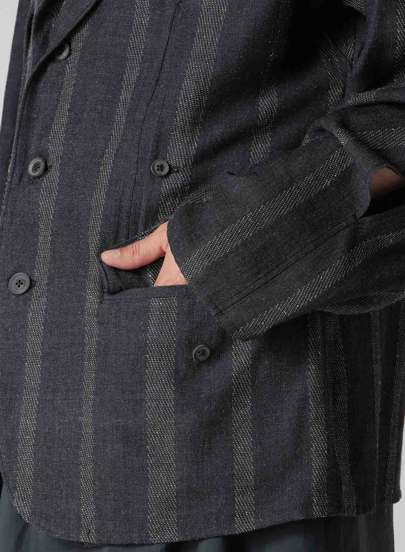 SILK/COTTON STRIPE PATTERN SLIT JACKET