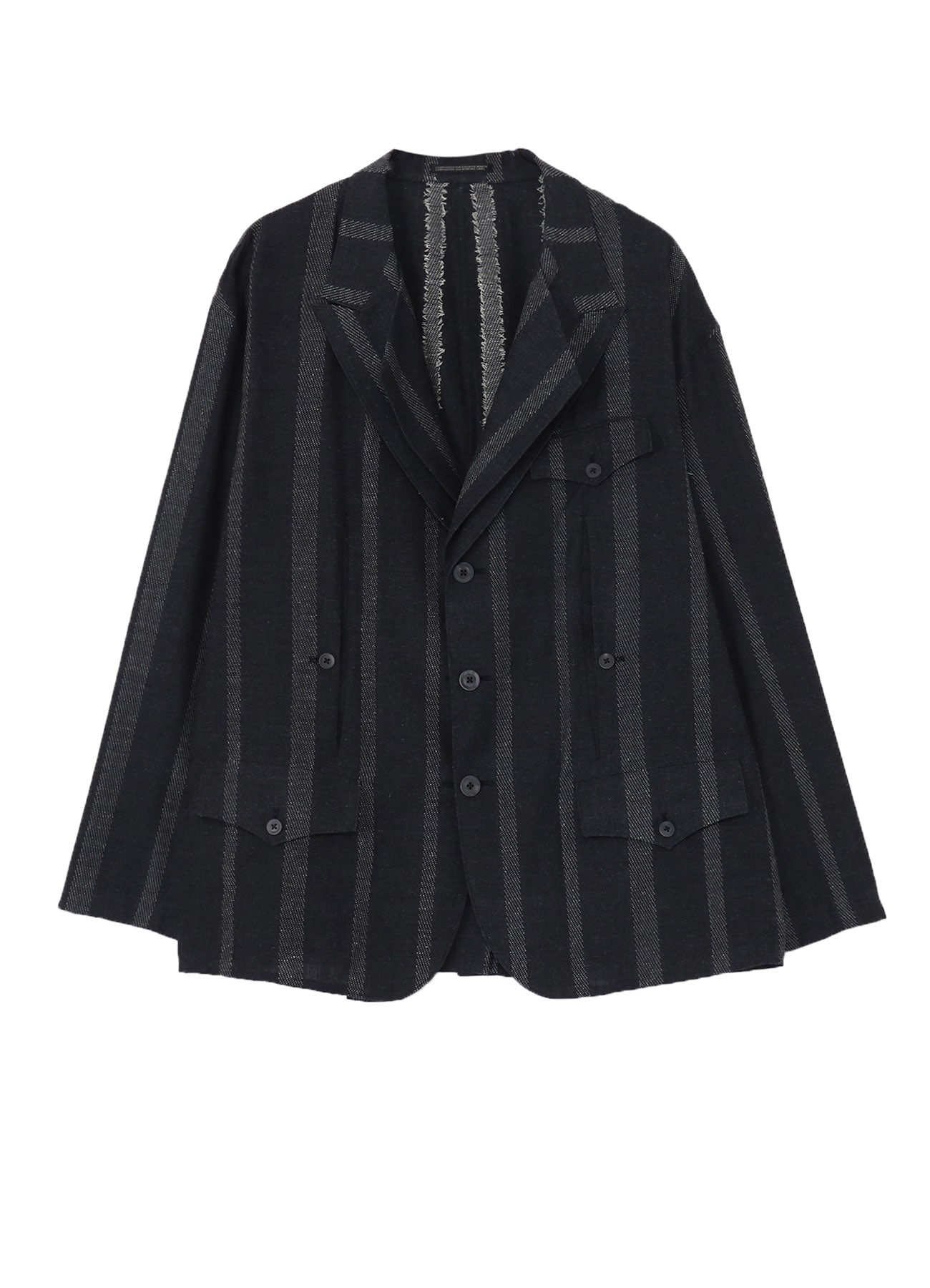 SILK/COTTON STRIPE PATTERN SLIT JACKET
