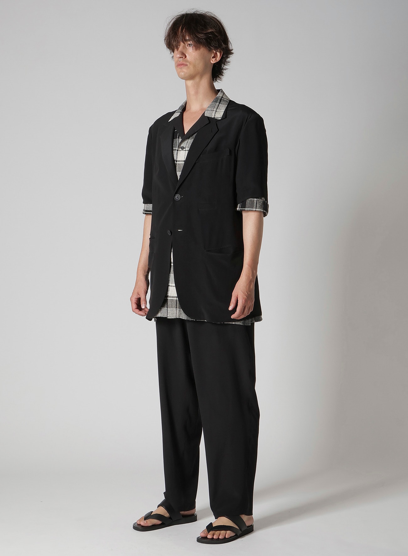 CREPE DE CHINE 6 POCKETS SHORT SLEEVE SUIT JACKET