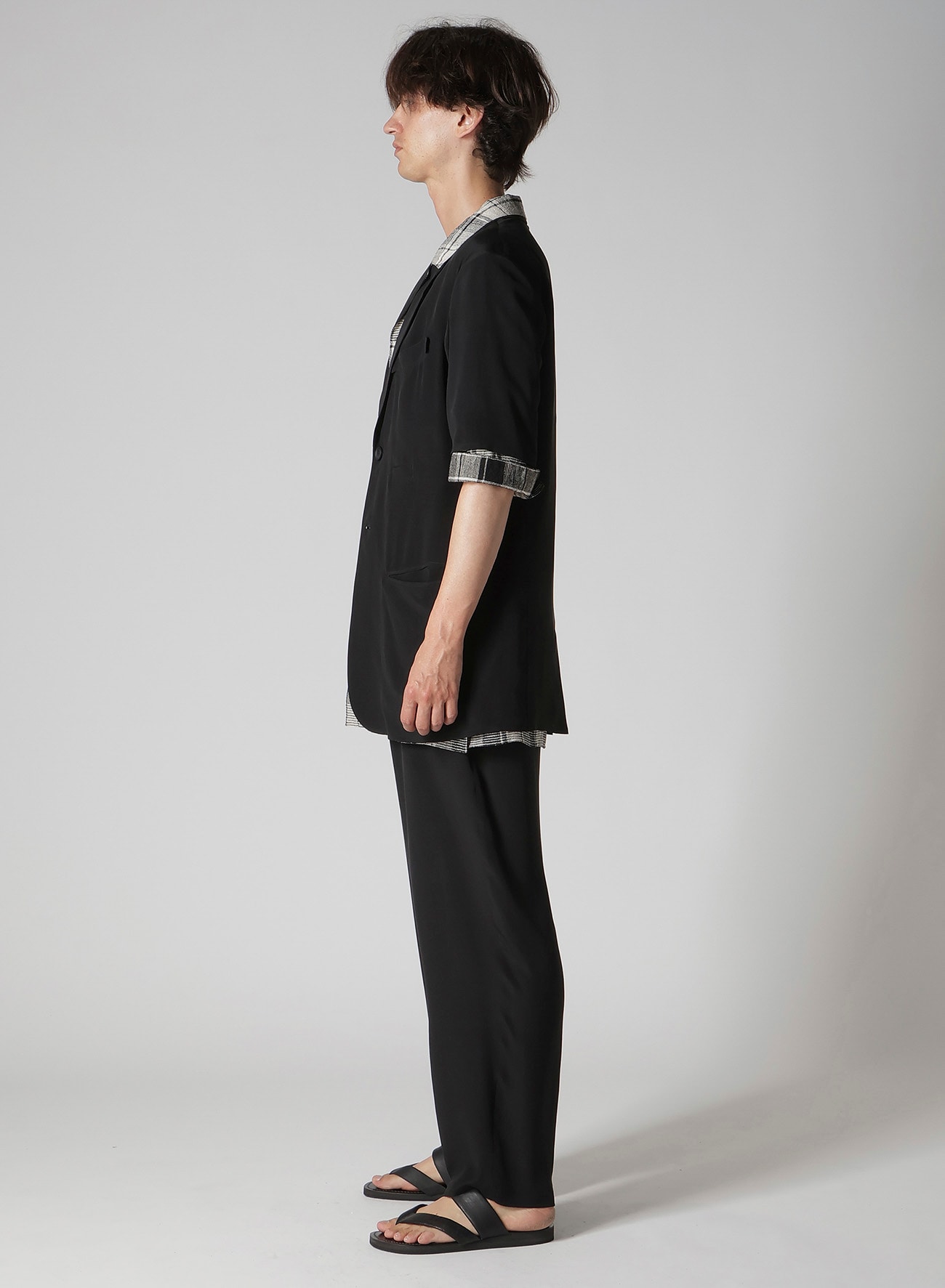 CREPE DE CHINE 6 POCKETS SHORT SLEEVE SUIT JACKET