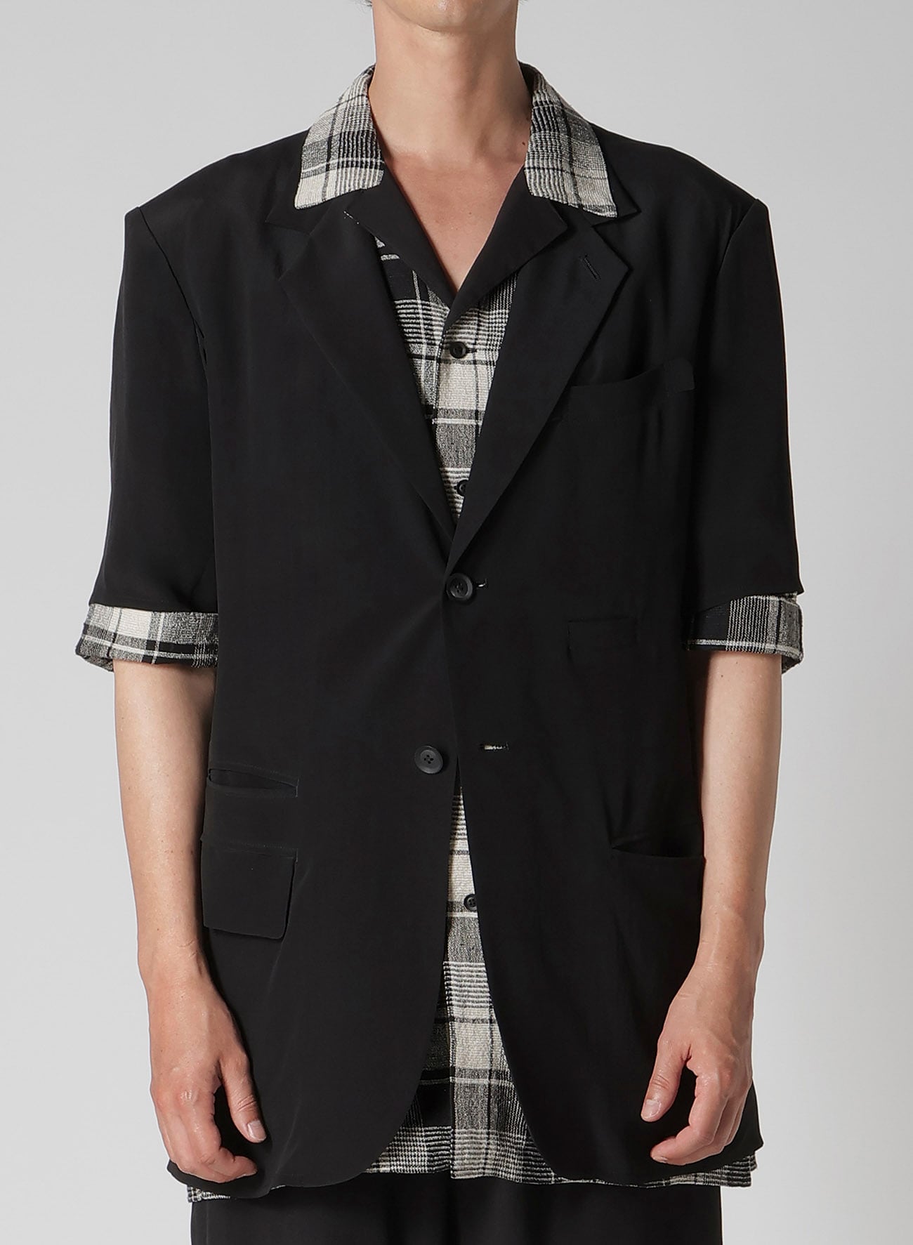 CREPE DE CHINE 6 POCKETS SHORT SLEEVE SUIT JACKET