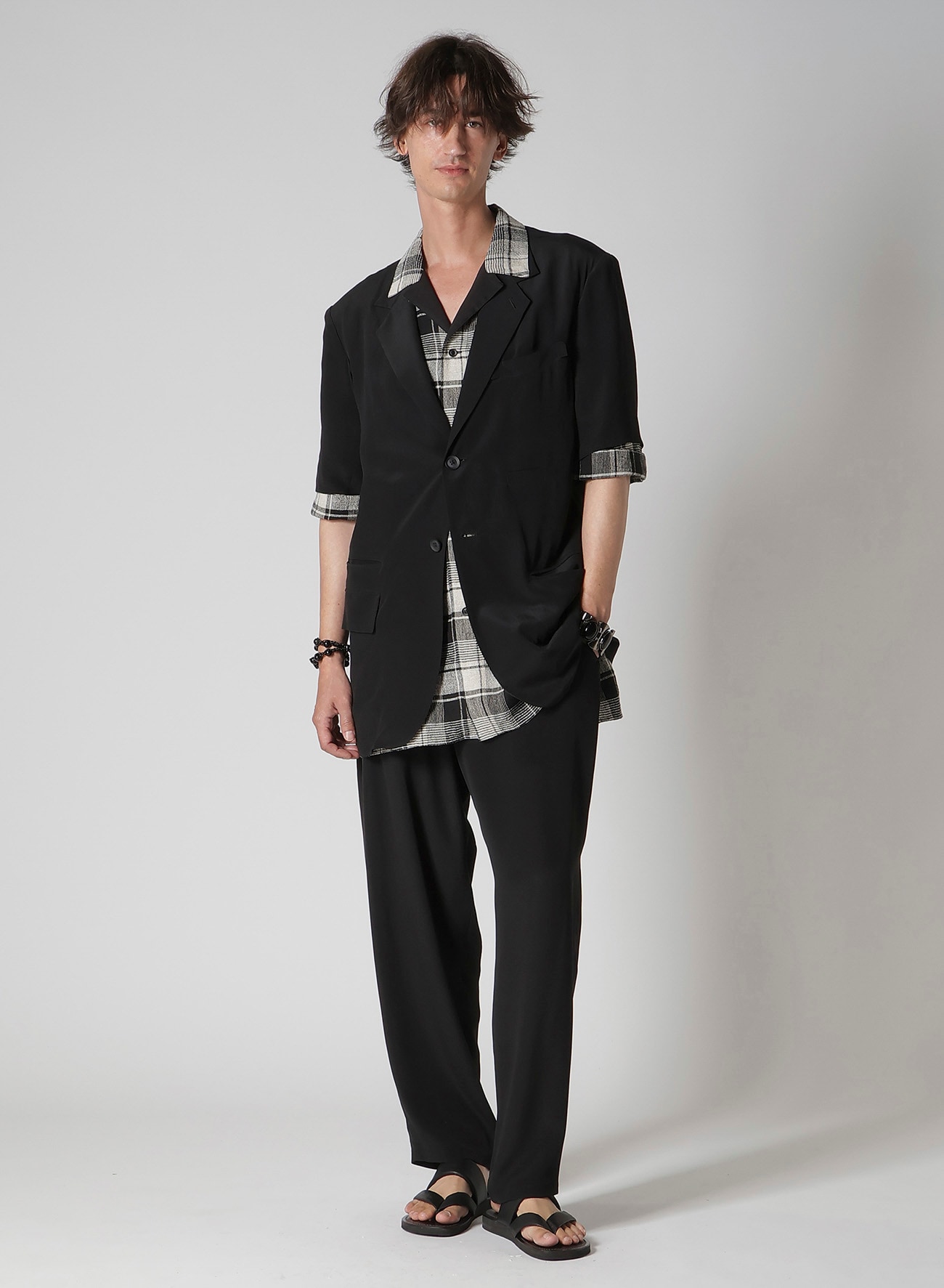 CREPE DE CHINE 6 POCKETS SHORT SLEEVE SUIT JACKET