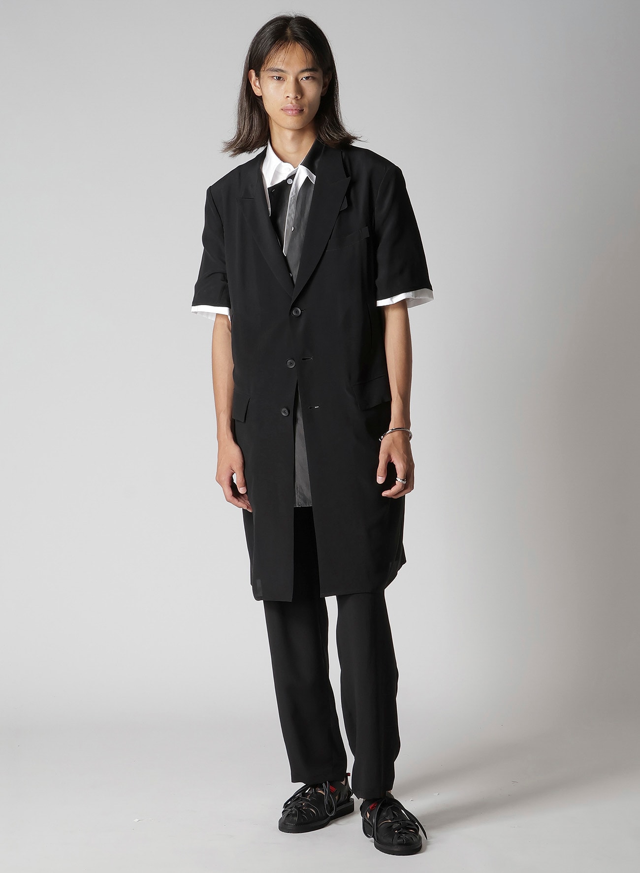 CREPE DE CHINE 4 BUTTONS SHORT SLEEVE JACKET