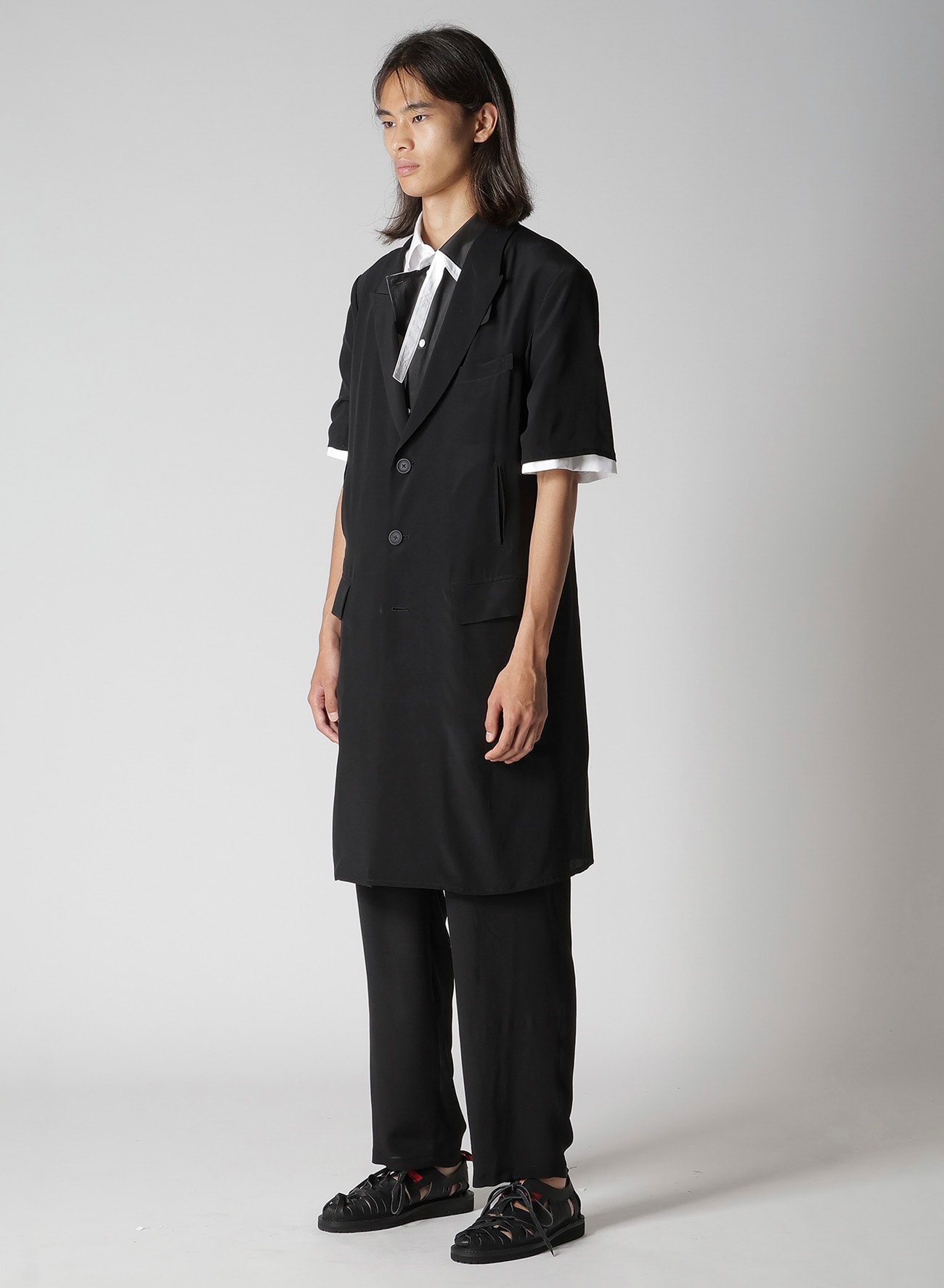 CREPE DE CHINE 4 BUTTONS SHORT SLEEVE JACKET