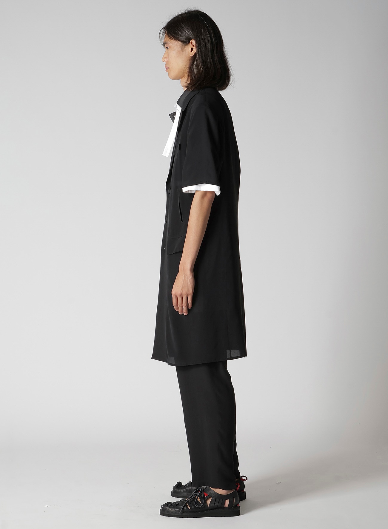 CREPE DE CHINE 4 BUTTONS SHORT SLEEVE JACKET