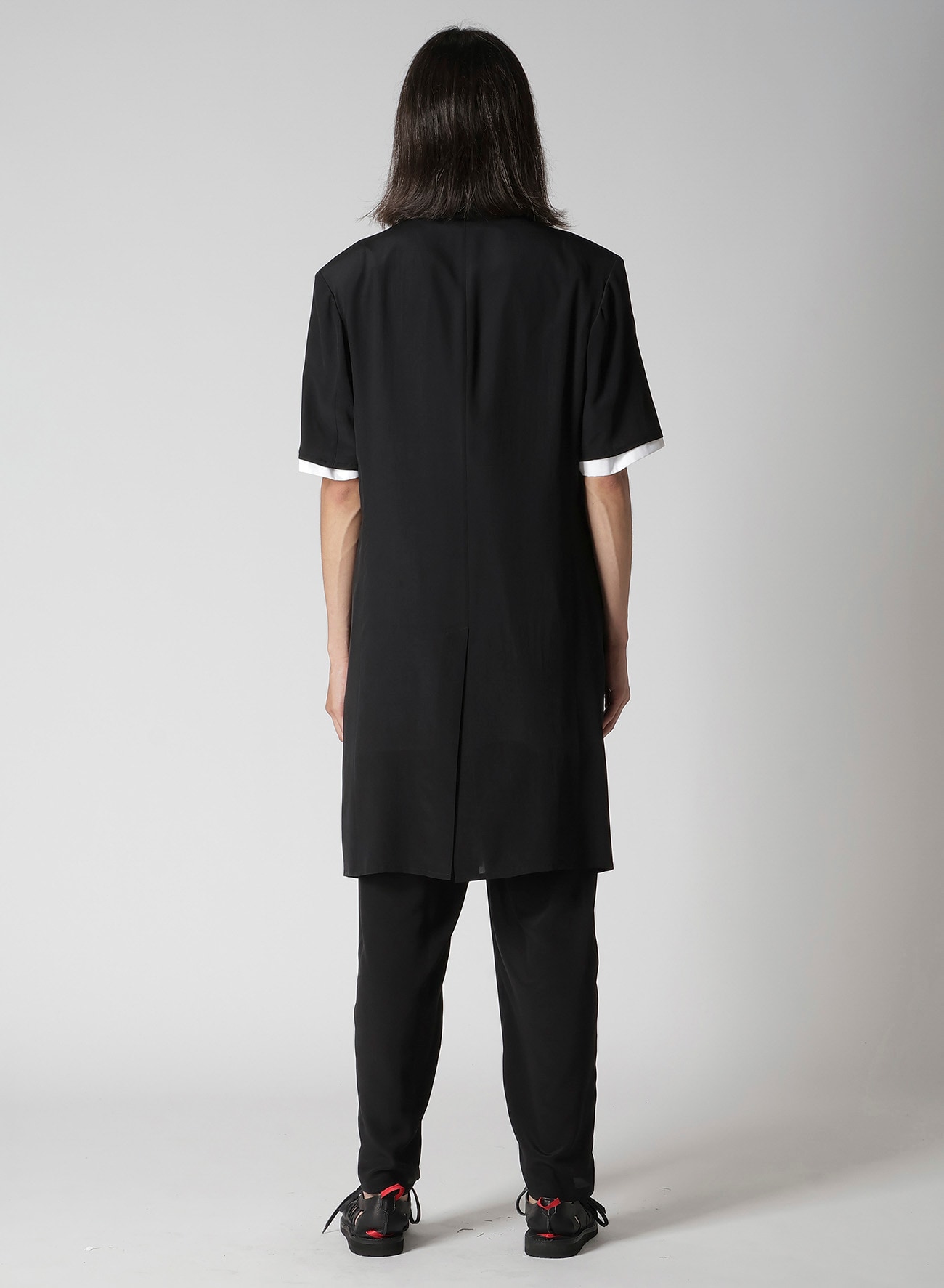 CREPE DE CHINE 4 BUTTONS SHORT SLEEVE JACKET