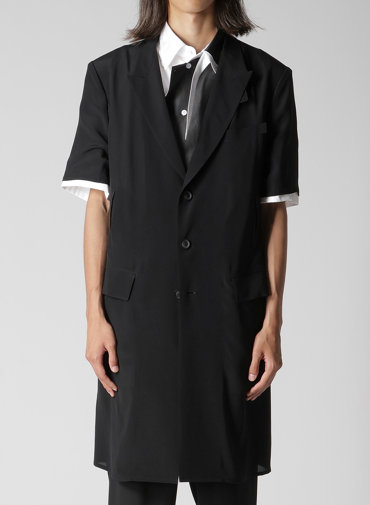 CREPE DE CHINE 4 BUTTONS SHORT SLEEVE JACKET