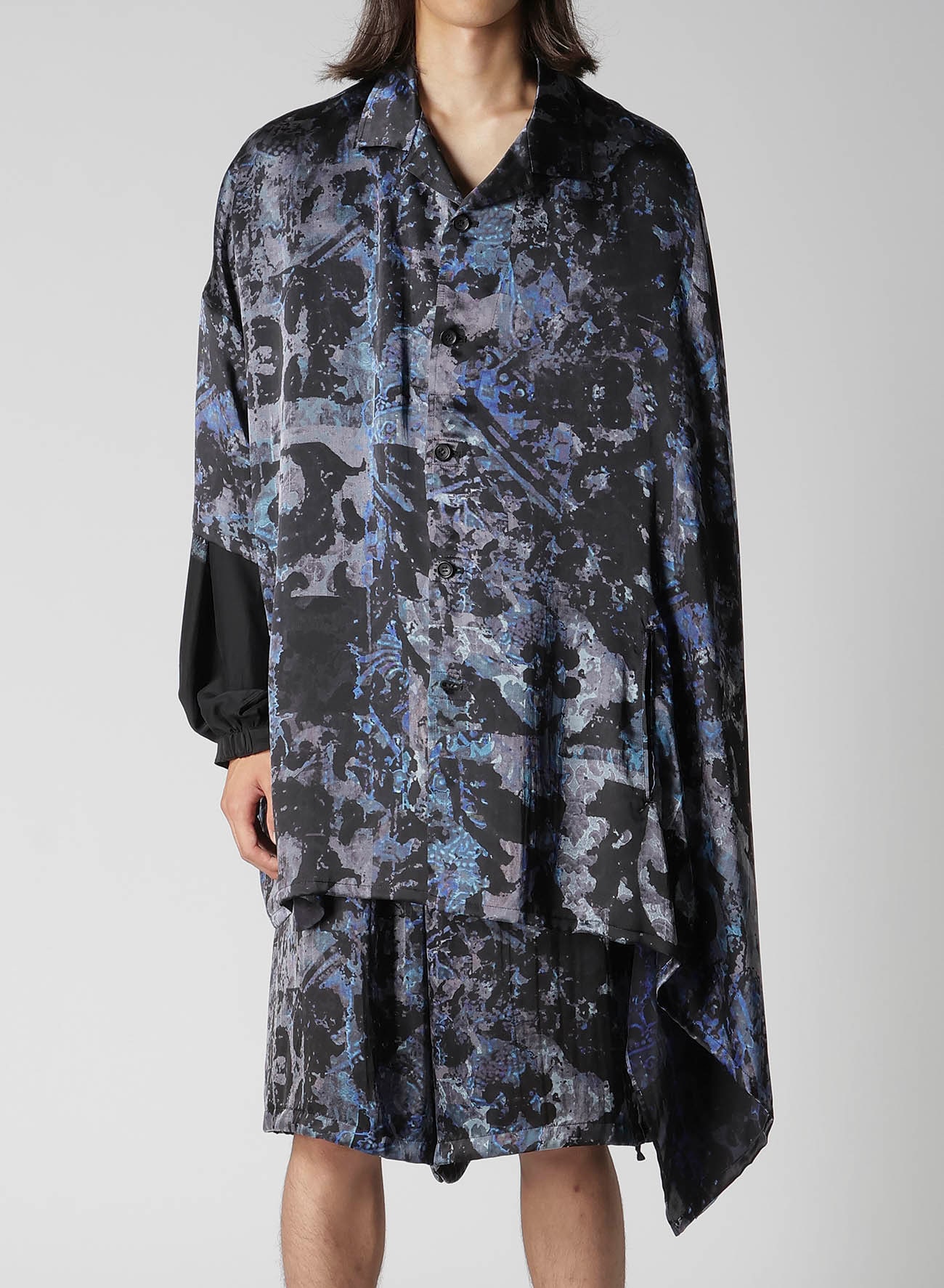SEA MOTIF/LINING PRINTED CAPE JACKET