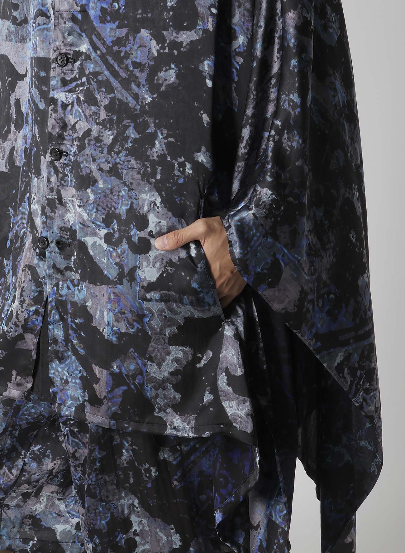 SEA MOTIF/LINING PRINTED CAPE JACKET