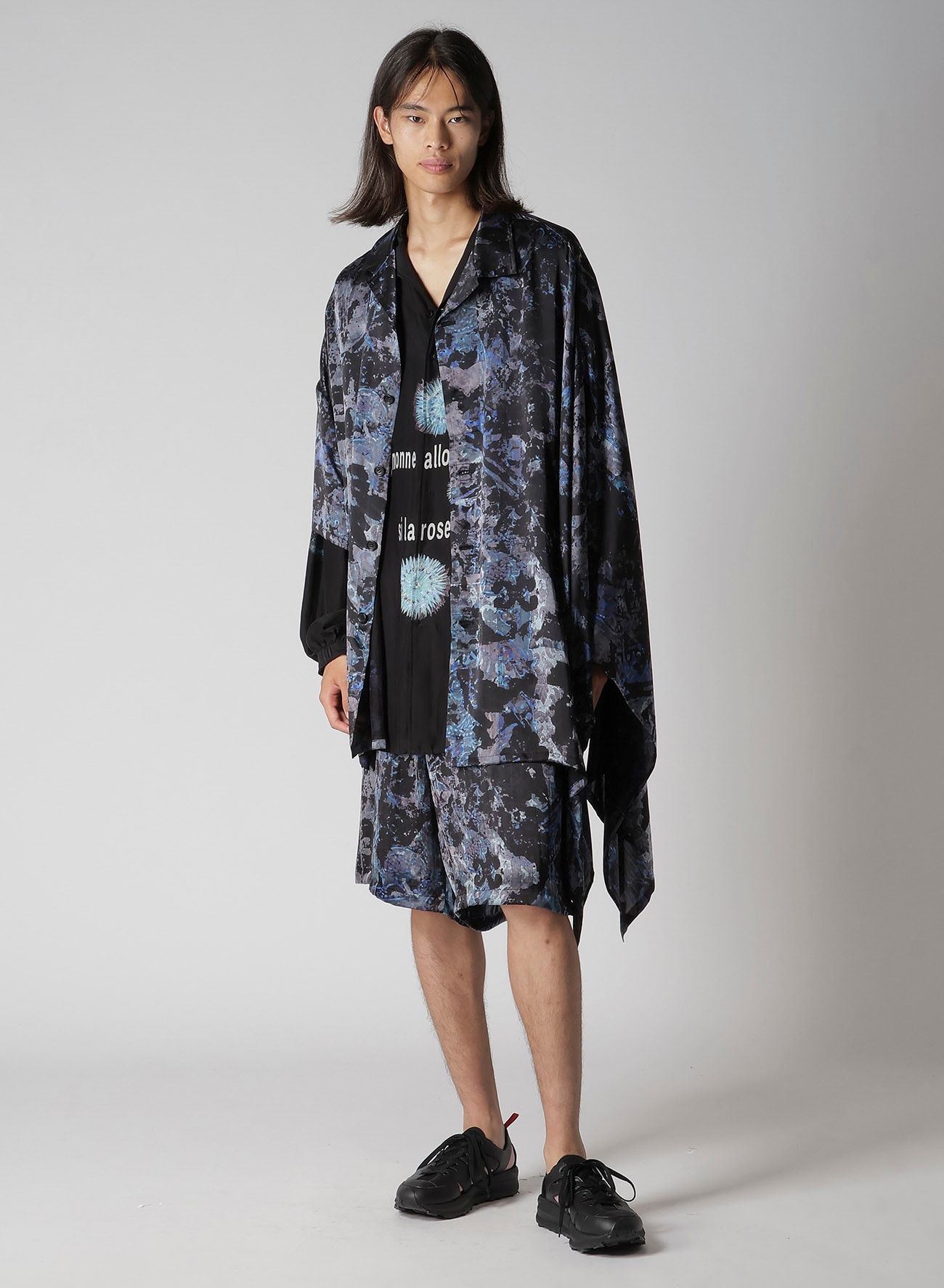 SEA MOTIF/LINING PRINTED CAPE JACKET