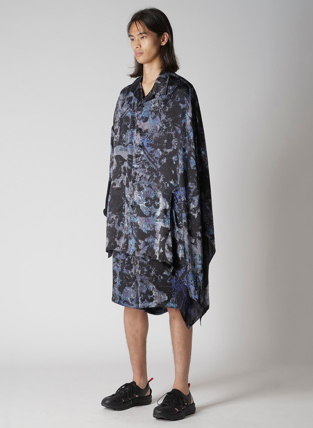 SEA MOTIF/LINING PRINTED CAPE JACKET