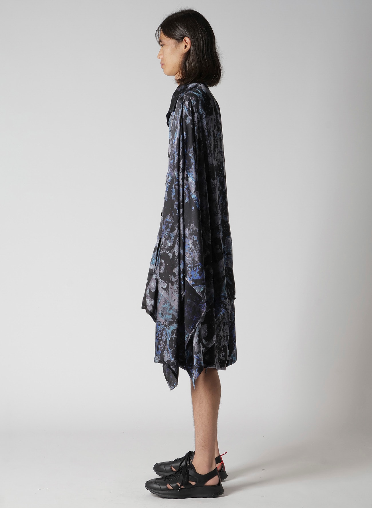SEA MOTIF/LINING PRINTED CAPE JACKET