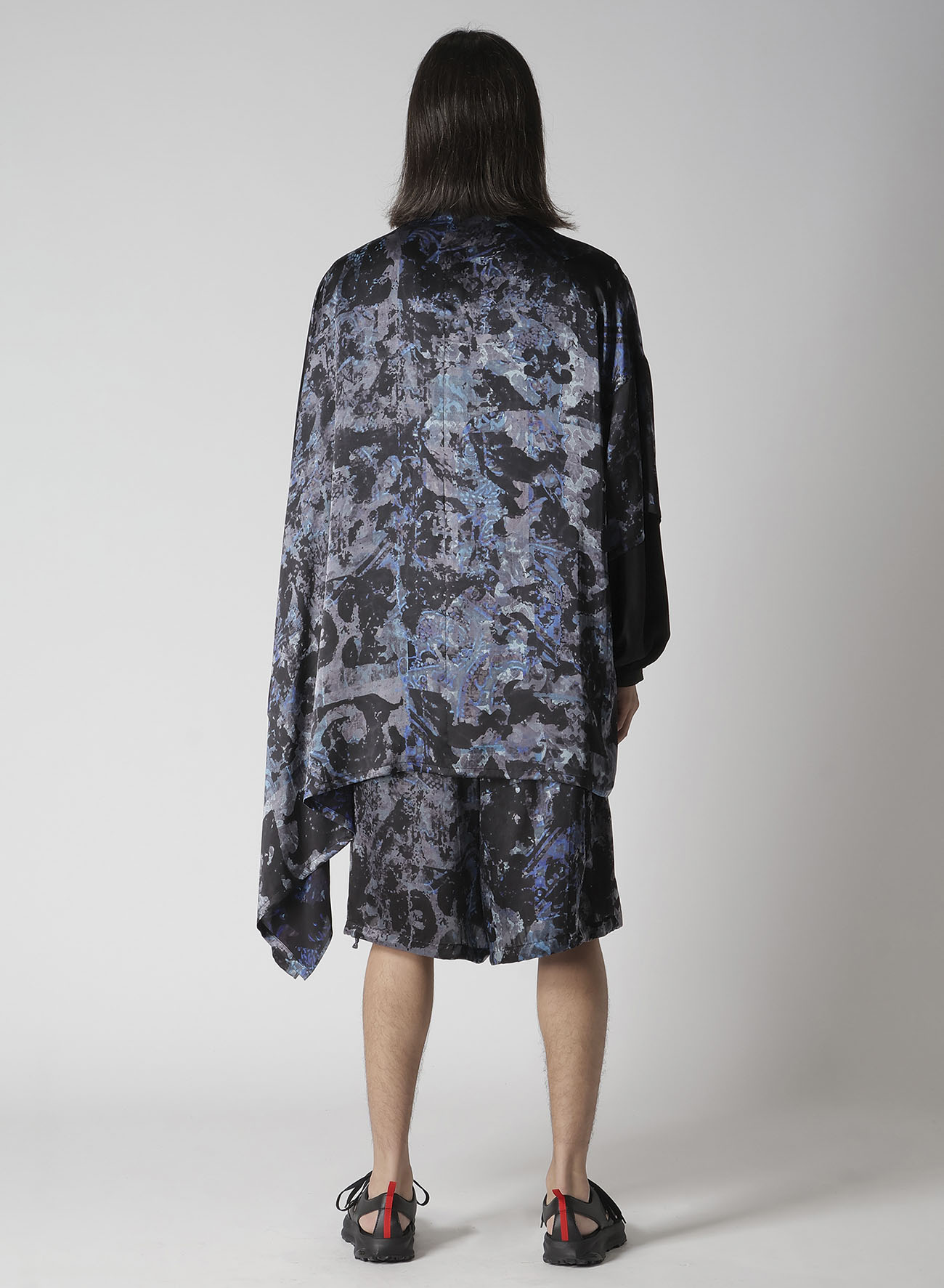 SEA MOTIF/LINING PRINTED CAPE JACKET