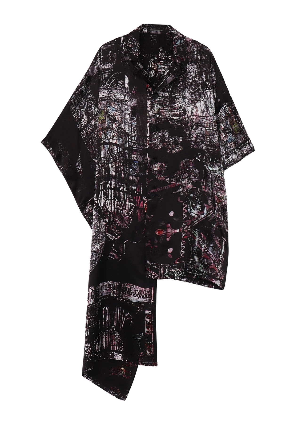 BLACK/LINING PRINTED LONG CAPE JACKET