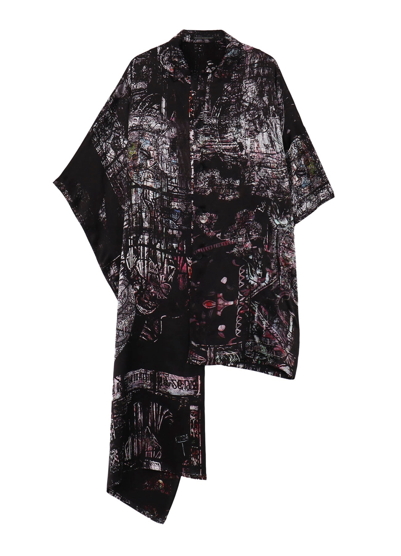 BLACK/LINING PRINTED LONG CAPE JACKET