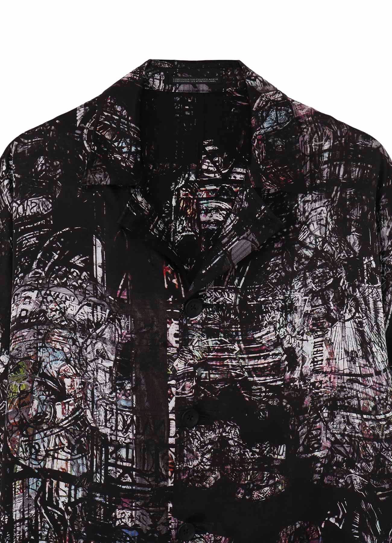 BLACK/LINING PRINTED LONG CAPE JACKET