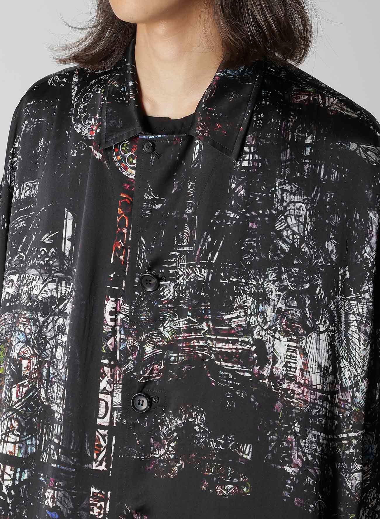 BLACK/LINING PRINTED LONG CAPE JACKET