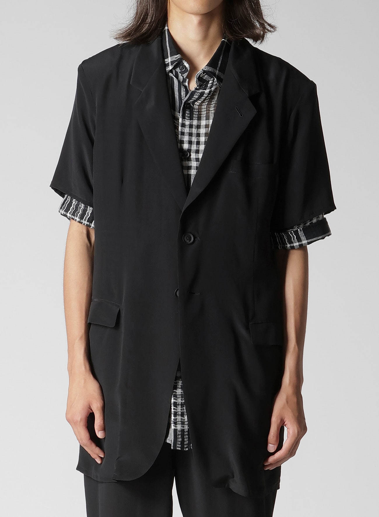 CREPE DE CHINE SHORT SLEEVE 2 BUTTONS JACKET