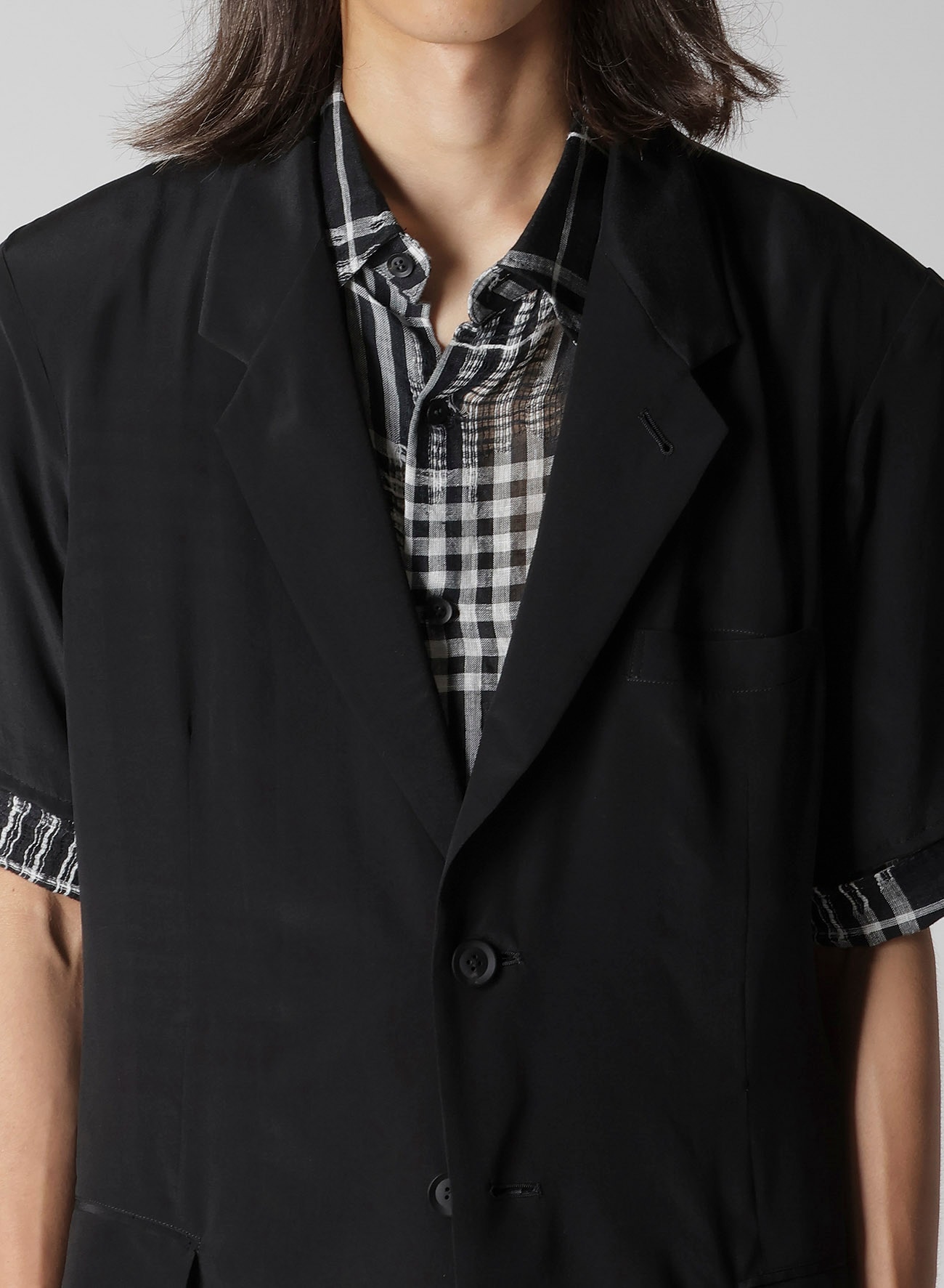 CREPE DE CHINE SHORT SLEEVE 2 BUTTONS JACKET