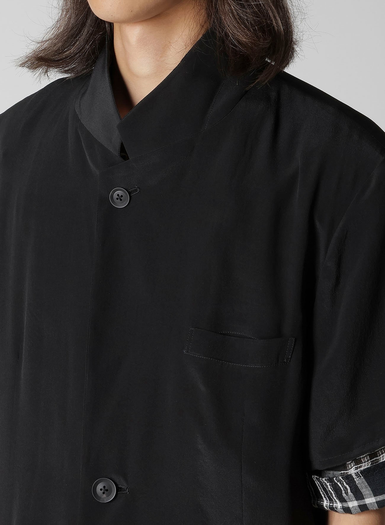 CREPE DE CHINE SHORT SLEEVE 2 BUTTONS JACKET