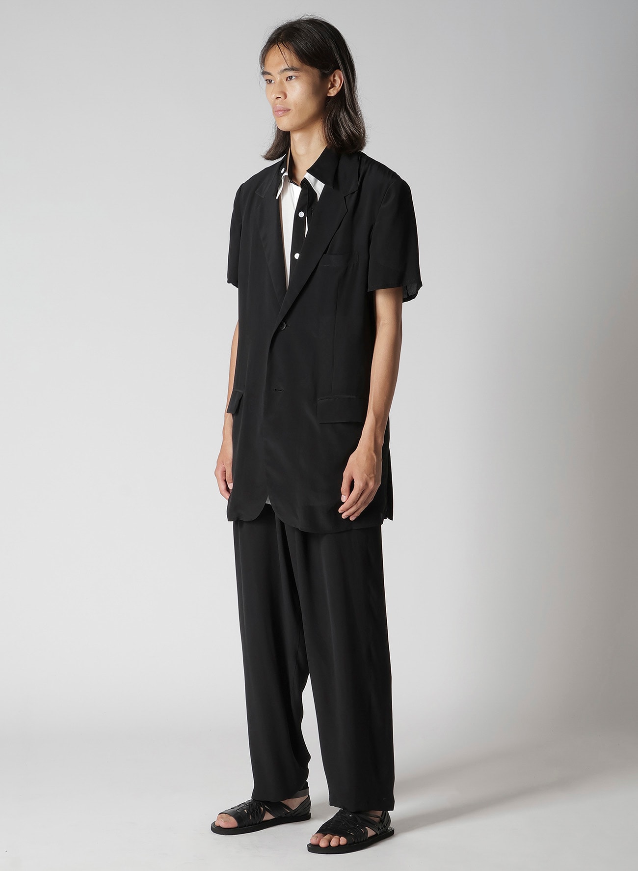 CREPE DE CHINE 2 BUTTONS SHORT SLEEVE JACKET