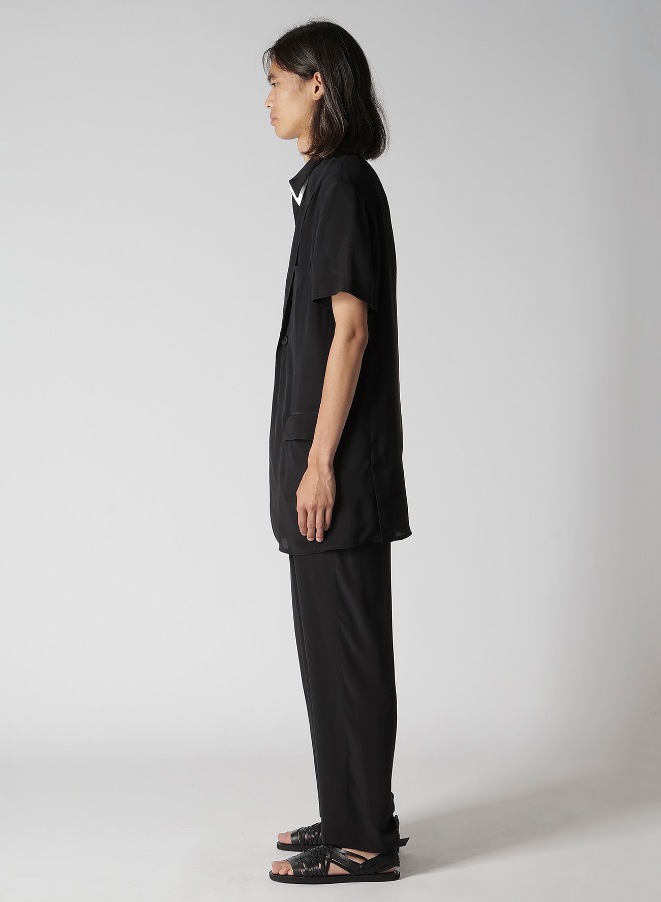 CREPE DE CHINE 2 BUTTONS SHORT SLEEVE JACKET