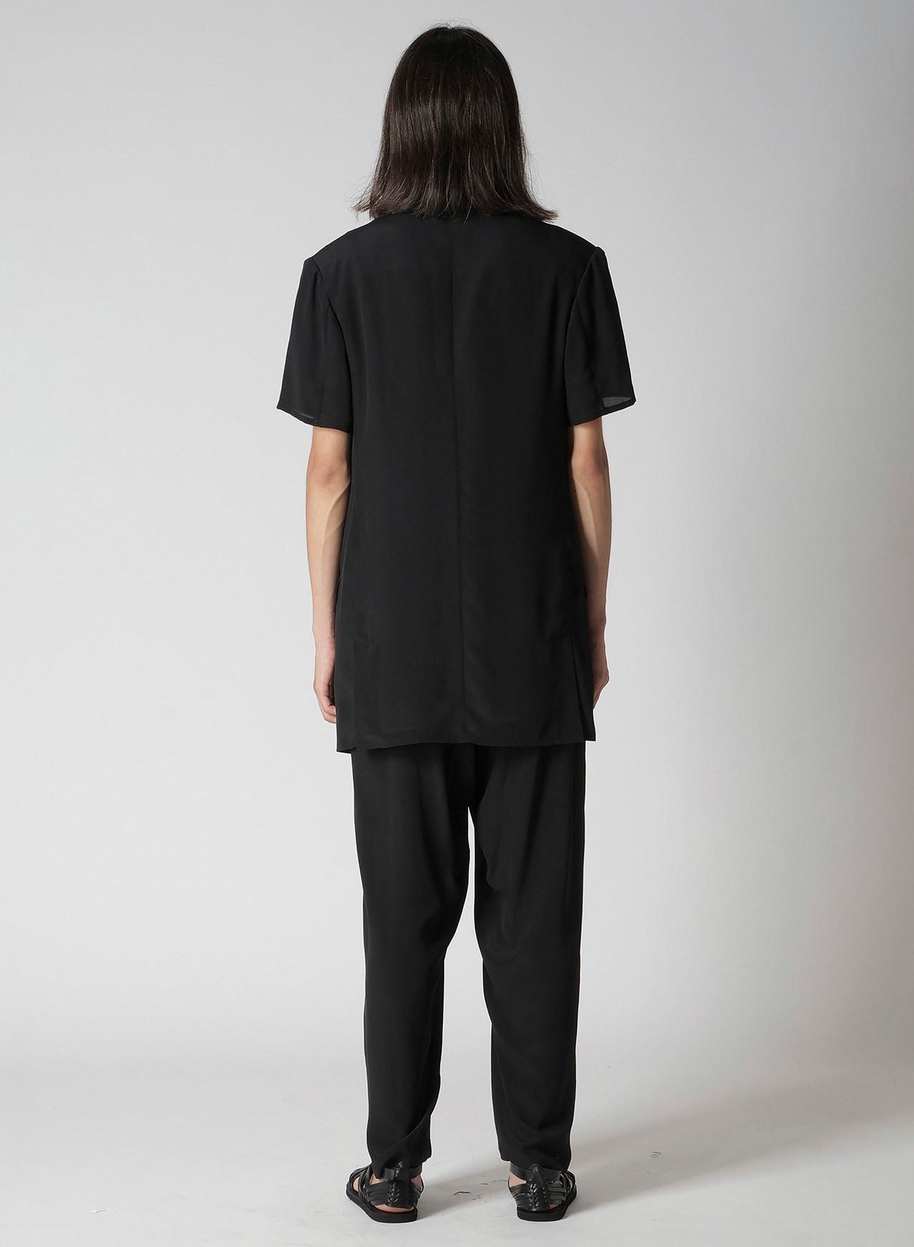 CREPE DE CHINE 2 BUTTONS SHORT SLEEVE JACKET