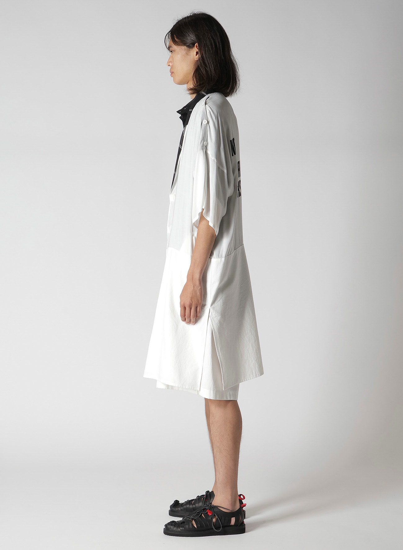 MESSAGE PRINTED PANELED COLLAR  JACKET