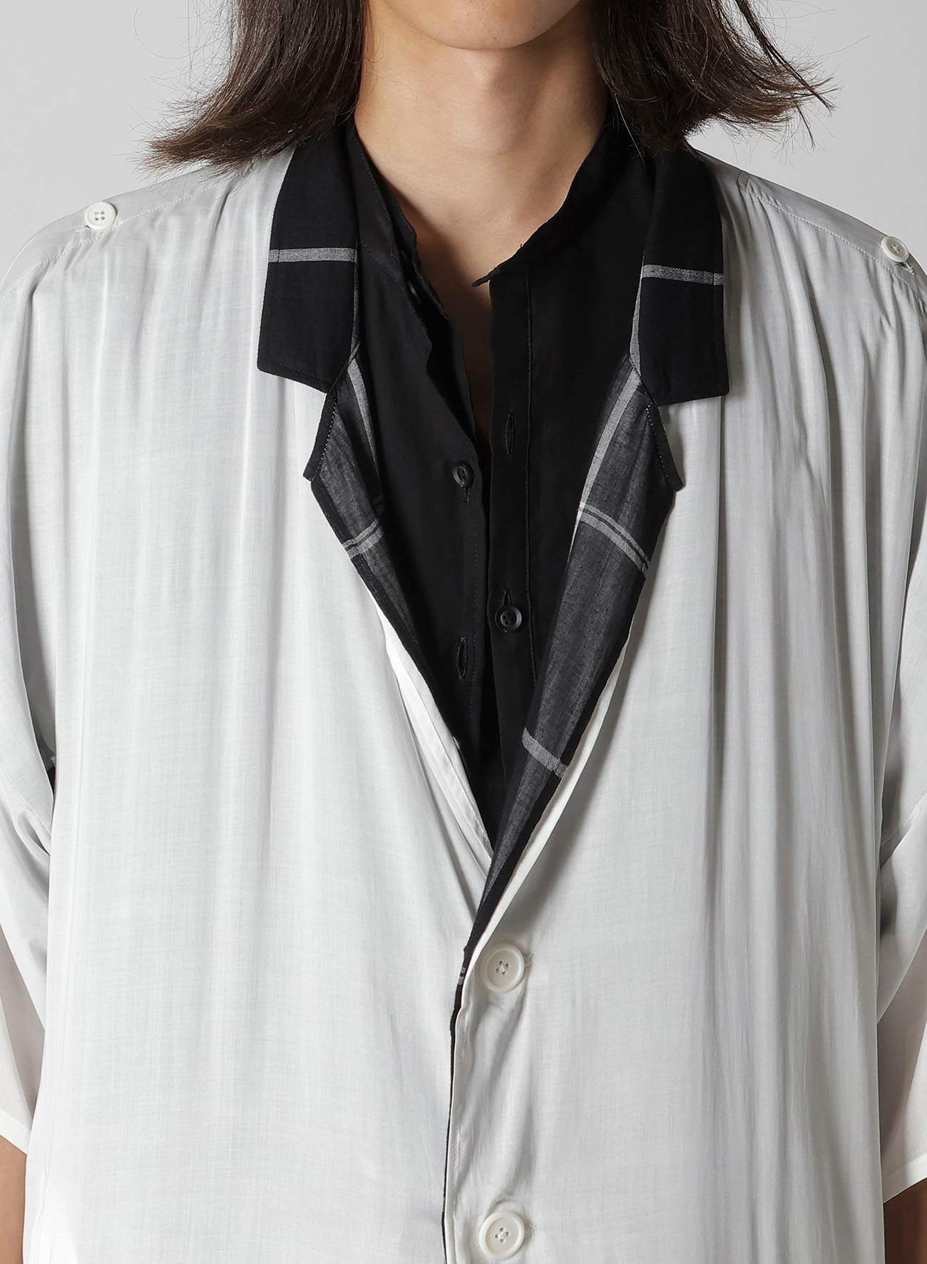 MESSAGE PRINTED PANELED COLLAR  JACKET
