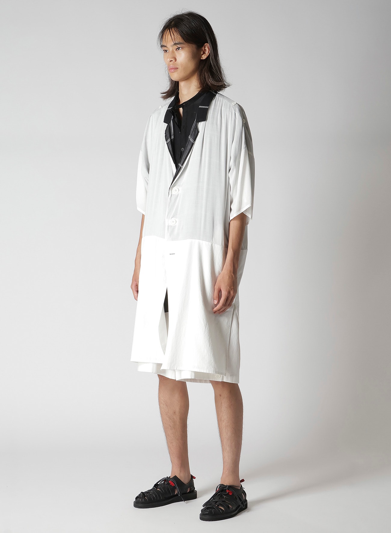 MESSAGE PRINTED PANELED COLLAR  JACKET