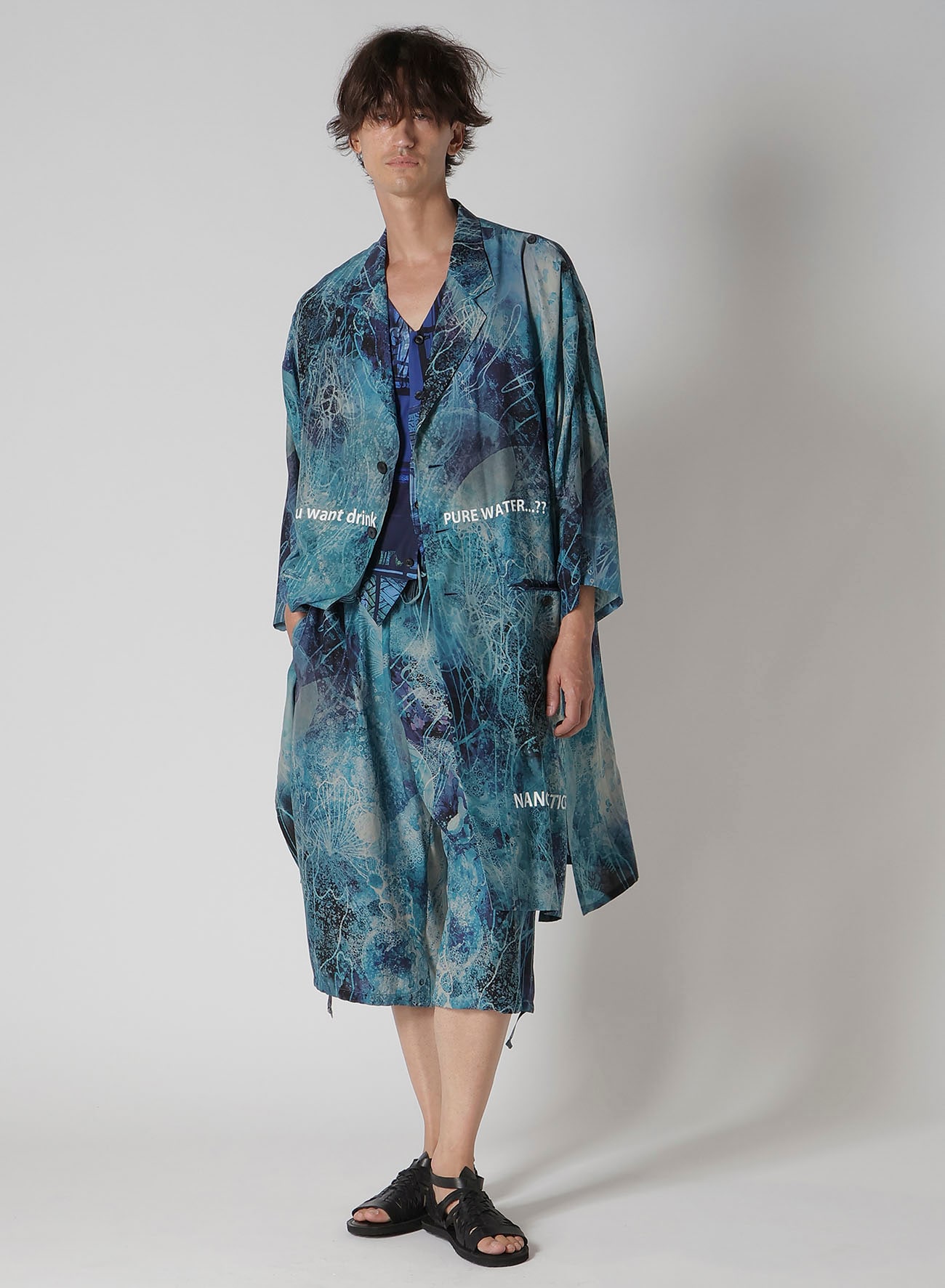 SEA PRINTED SHOULDER OPEN JACKET