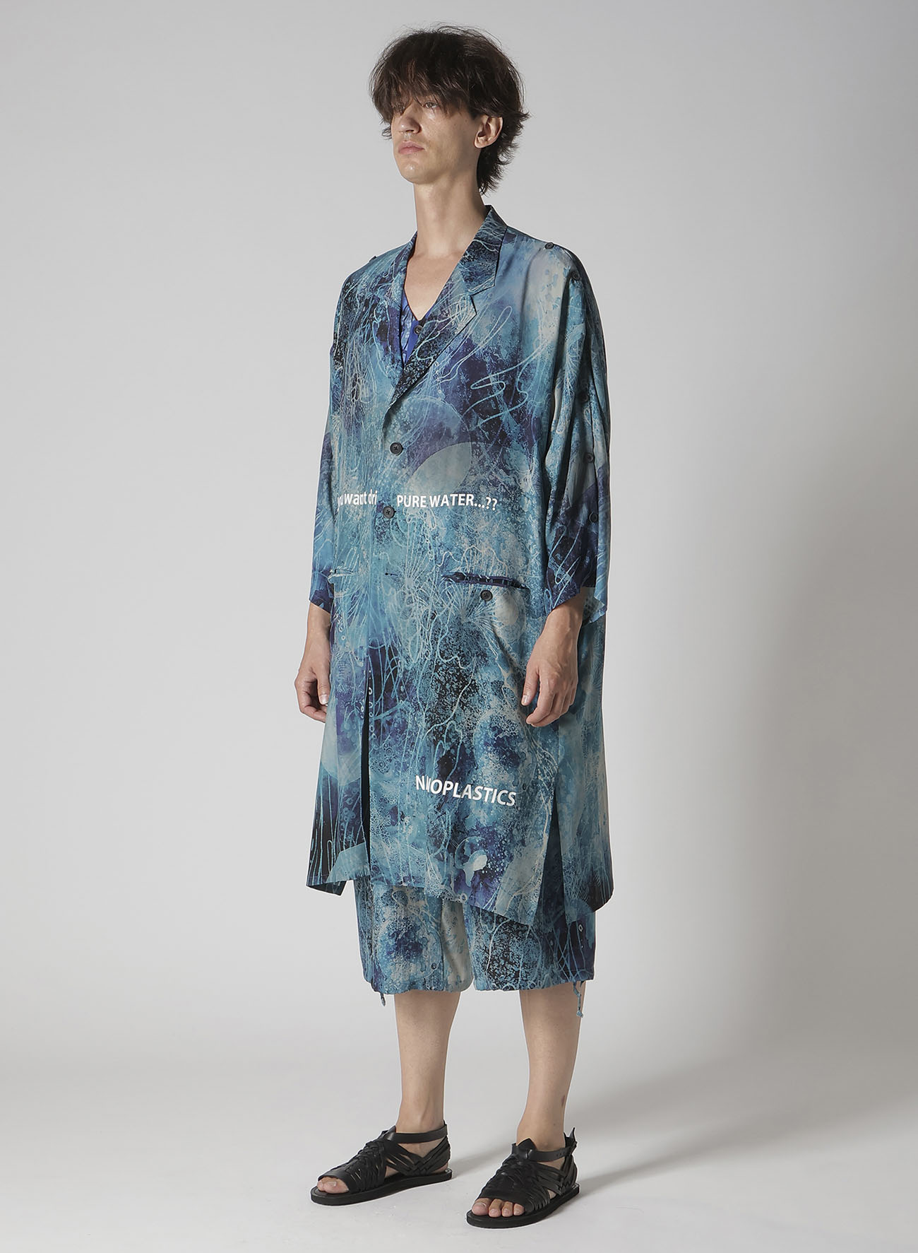 SEA PRINTED SHOULDER OPEN JACKET