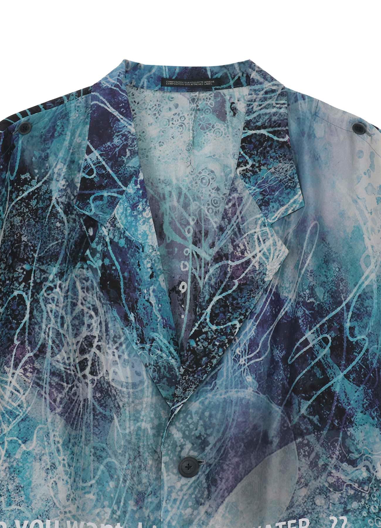 SEA PRINTED SHOULDER OPEN JACKET