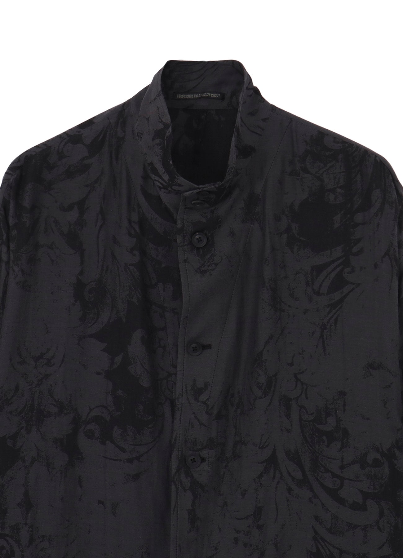 JACQUARD PATTERN MESSAGE PRINTED STAND JACKET