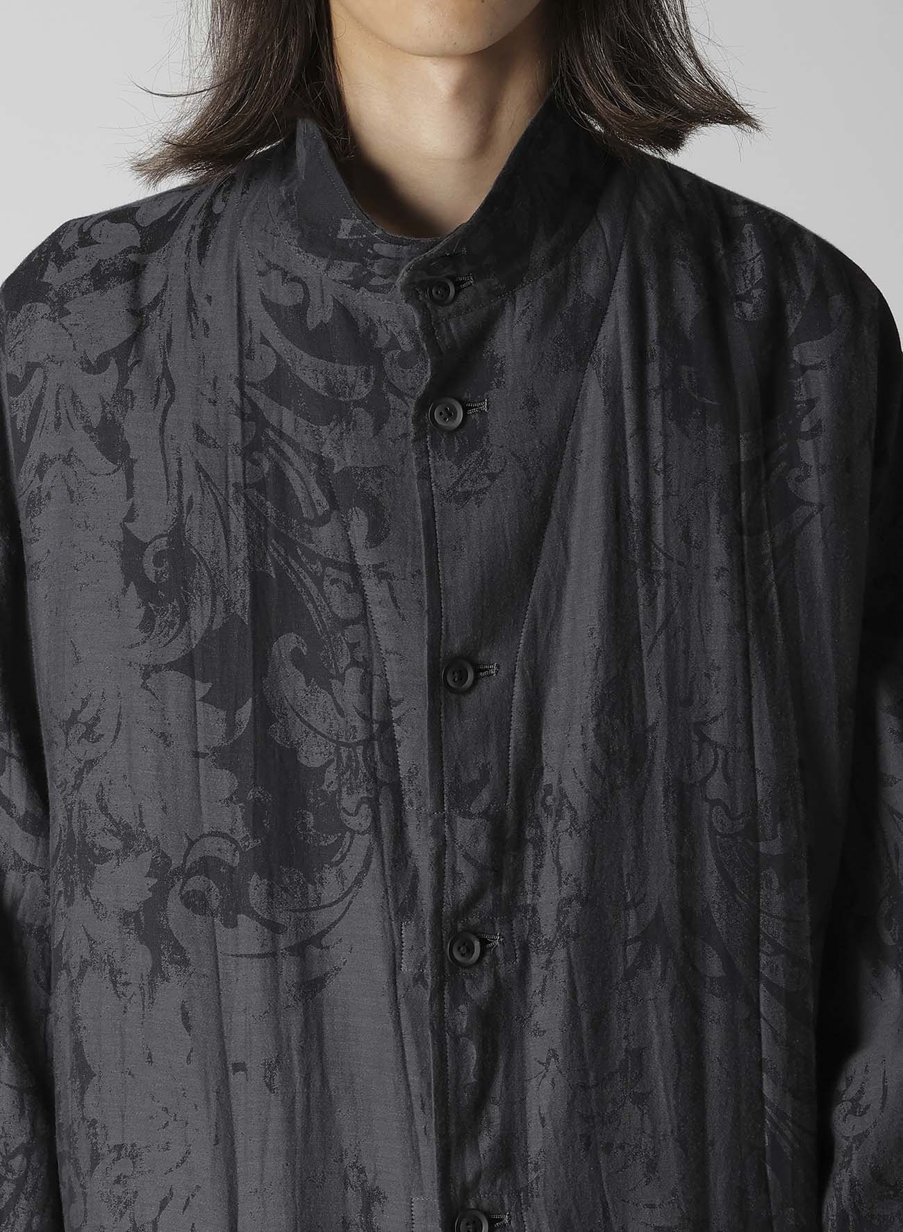 JACQUARD PATTERN MESSAGE PRINTED STAND JACKET