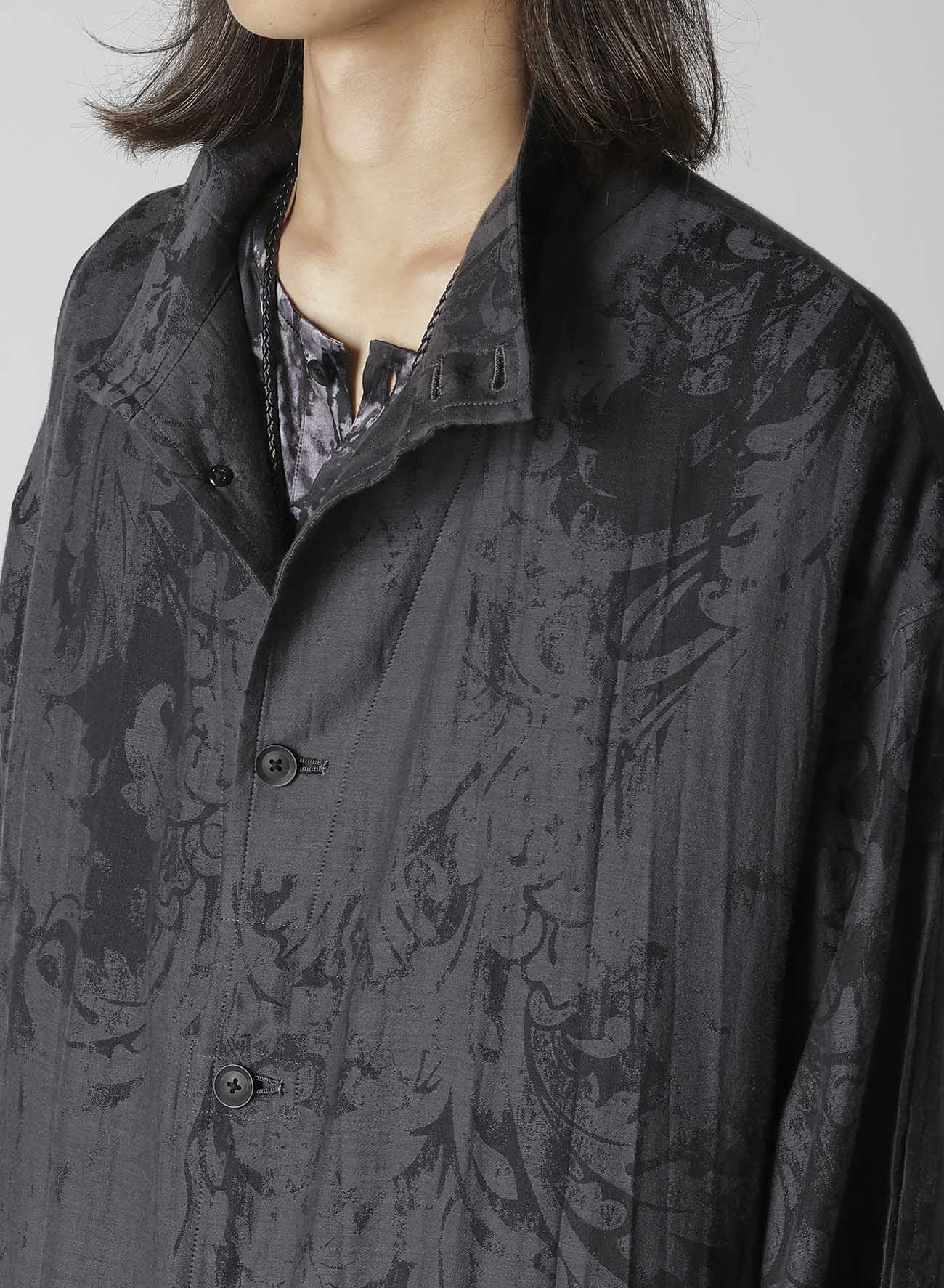 JACQUARD PATTERN MESSAGE PRINTED STAND JACKET