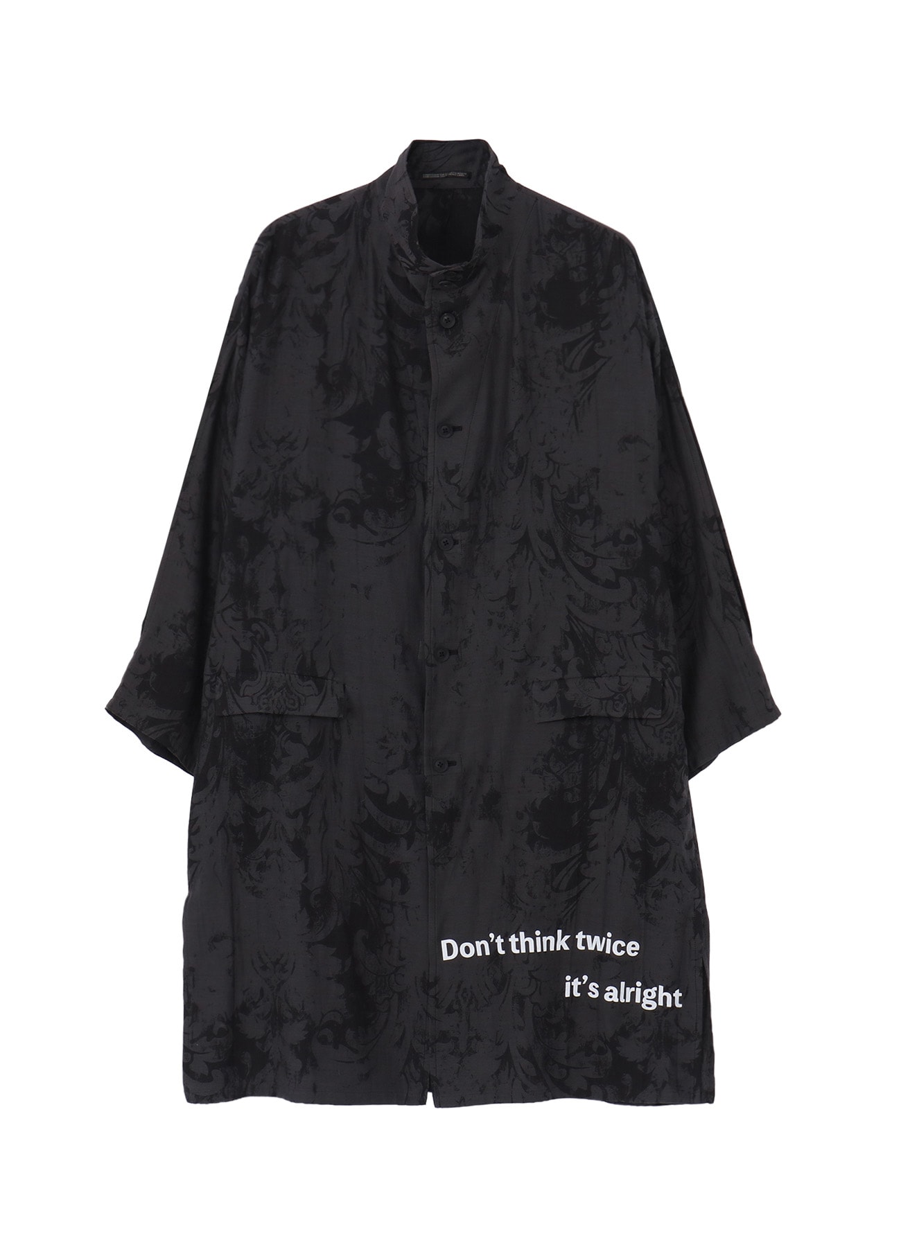 JACQUARD PATTERN MESSAGE PRINTED STAND JACKET