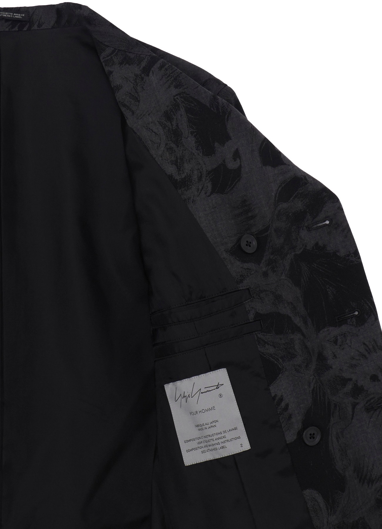 WOOL GABARDINE FLORAL DISCHARGE-DYED DOUBLE JACKET