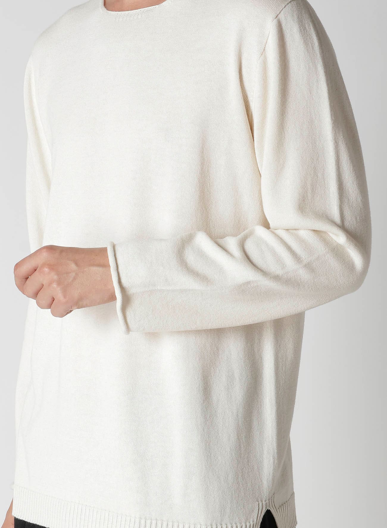 COTTON CASHMERE ROUND NECK PO KNIT