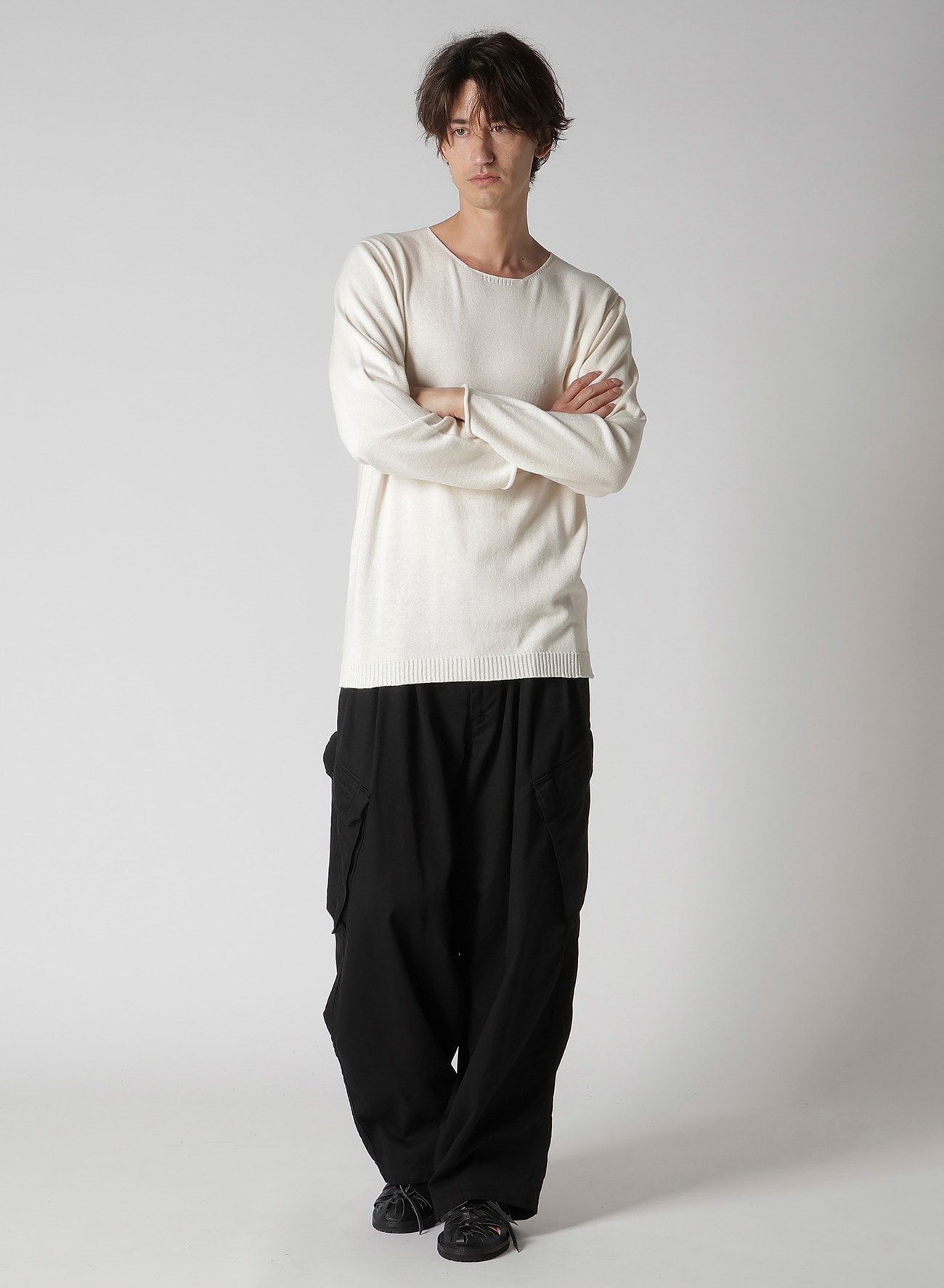 COTTON CASHMERE ROUND NECK PO KNIT