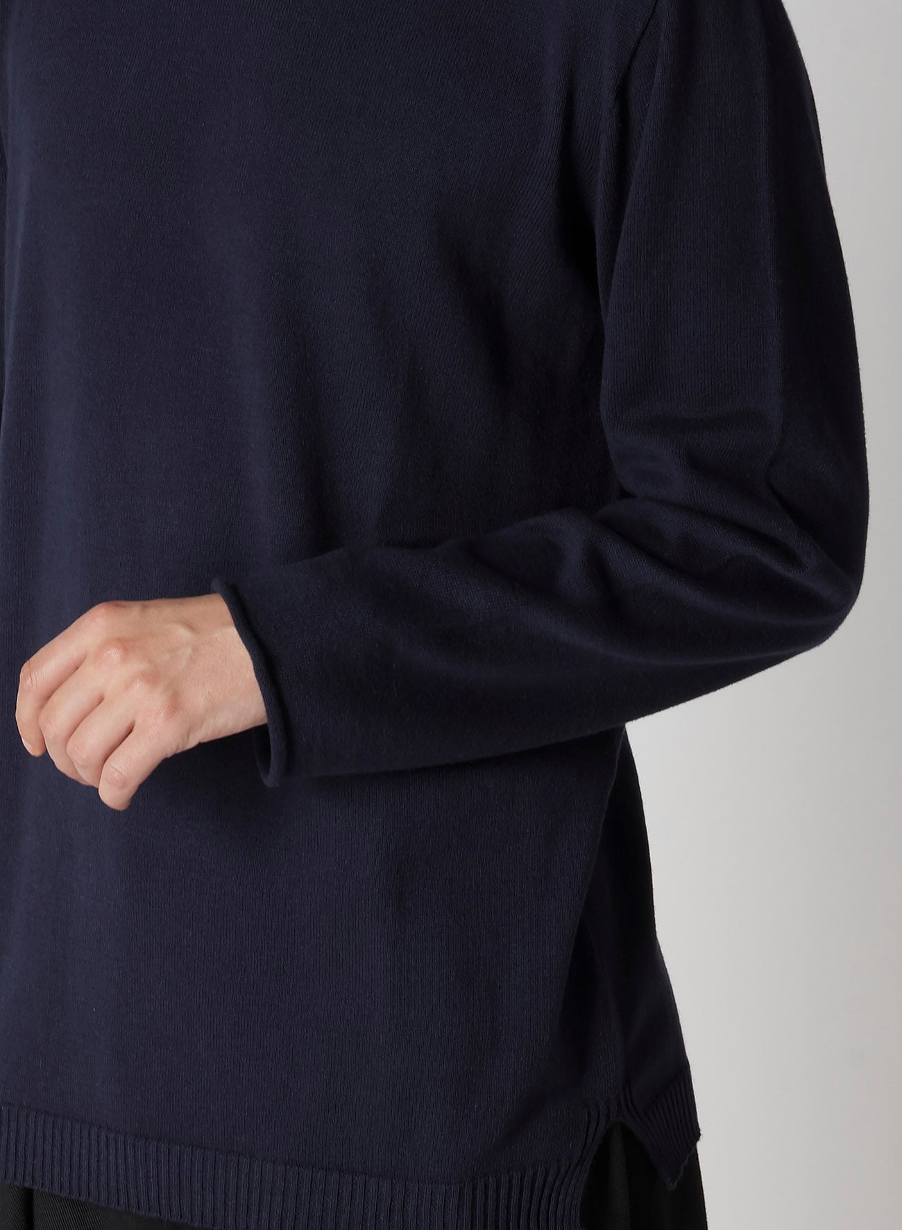 COTTON CASHMERE ROUND NECK PO KNIT