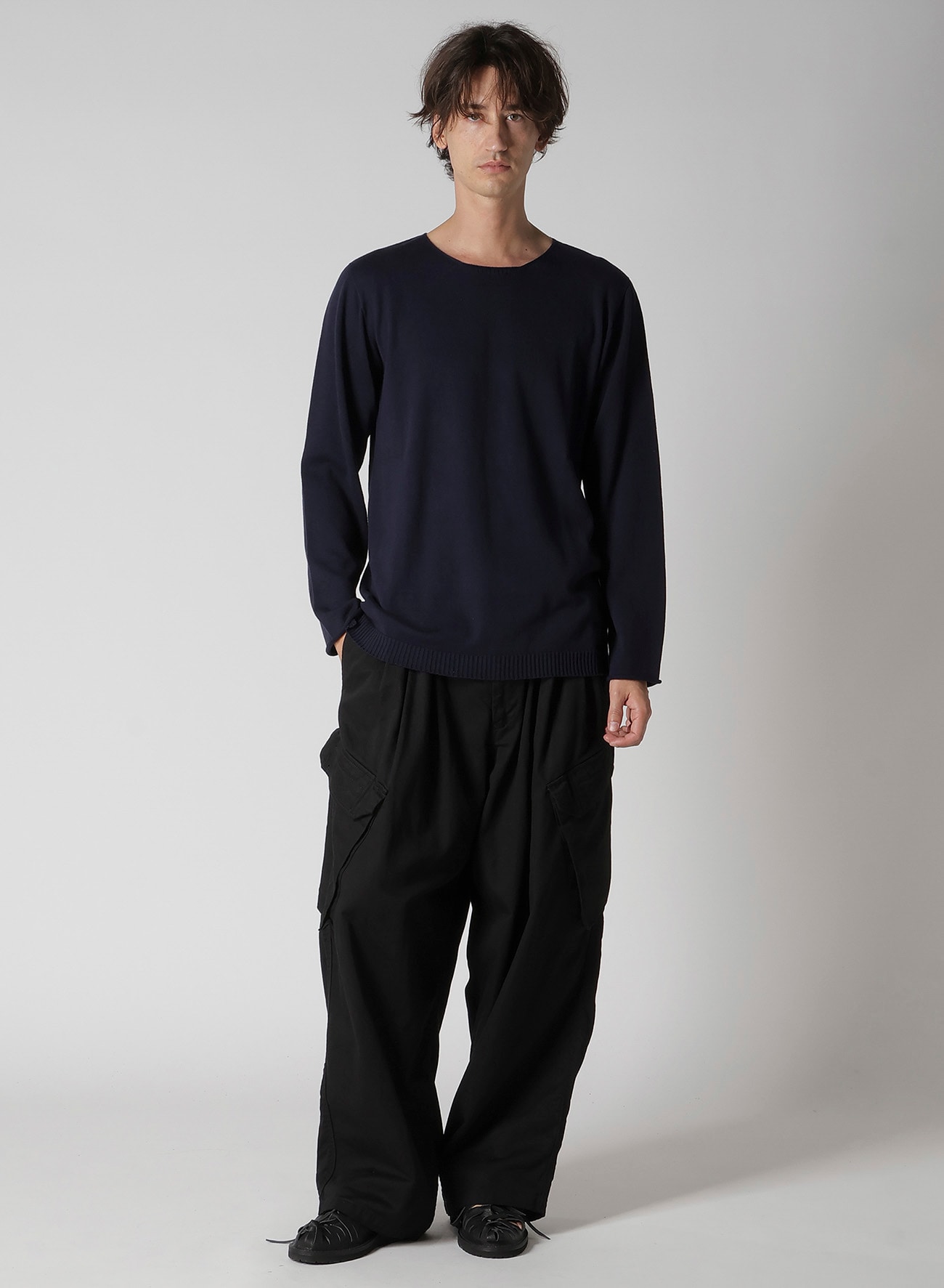 COTTON CASHMERE ROUND NECK PO KNIT