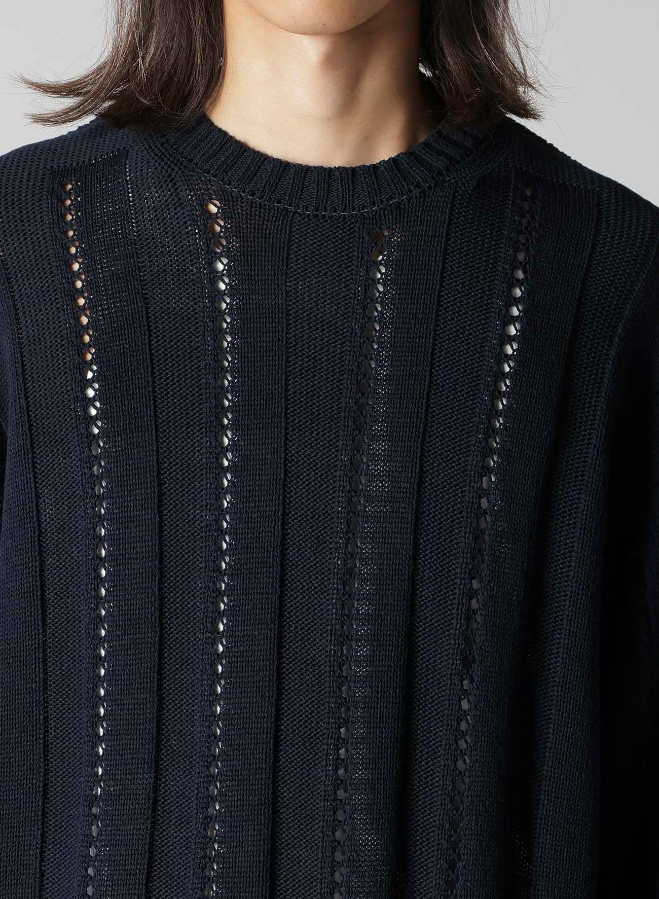 5G 1PLY OPENWORK RIB ROUND NECK PO