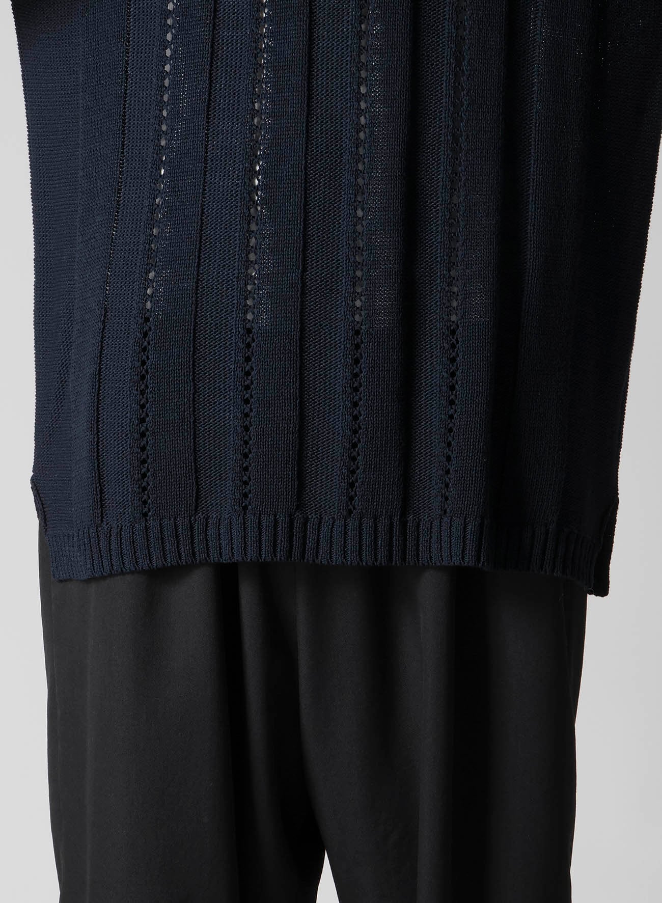 5G 1PLY OPENWORK RIB ROUND NECK PO