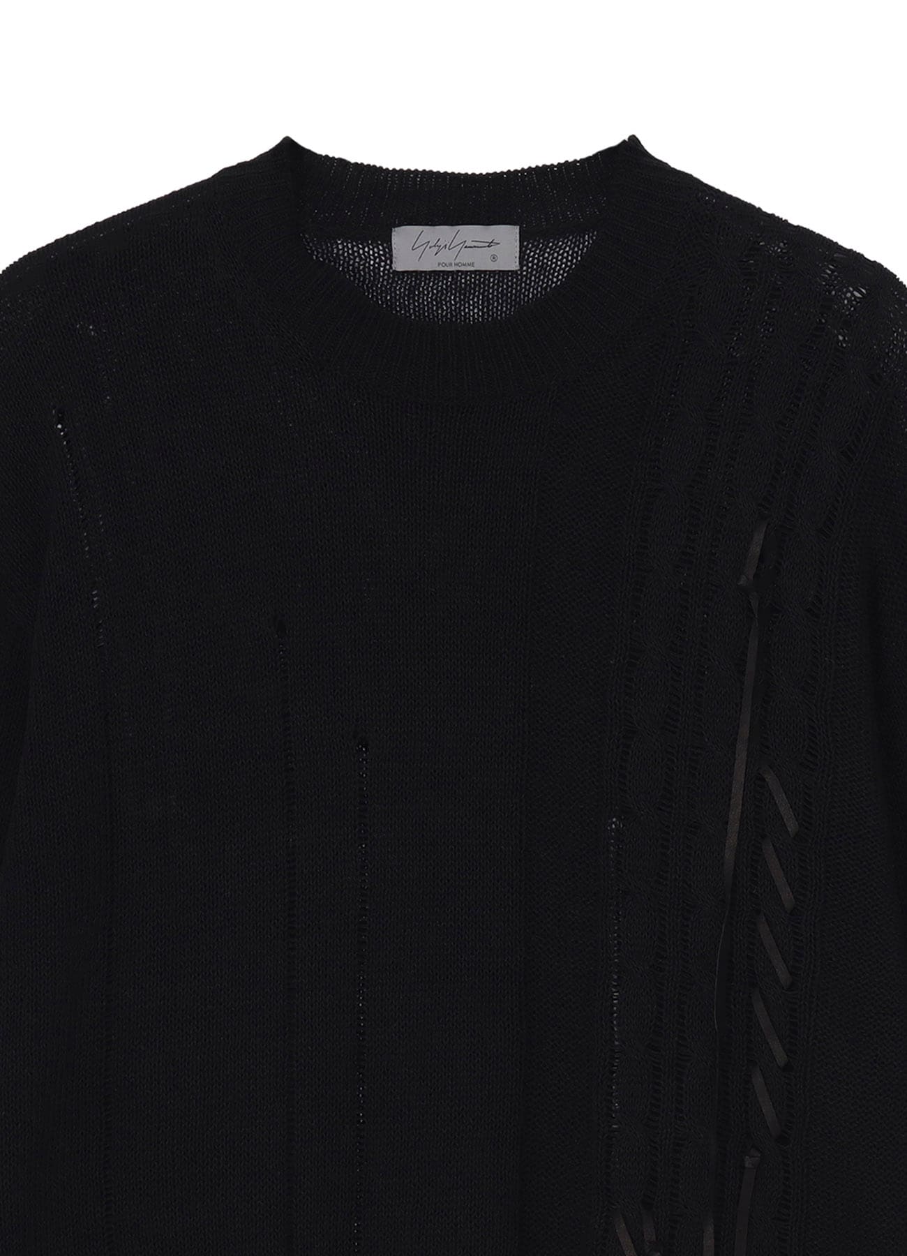 5G 2PLY DROP STITCH ROUND NECK LEATHER S PO