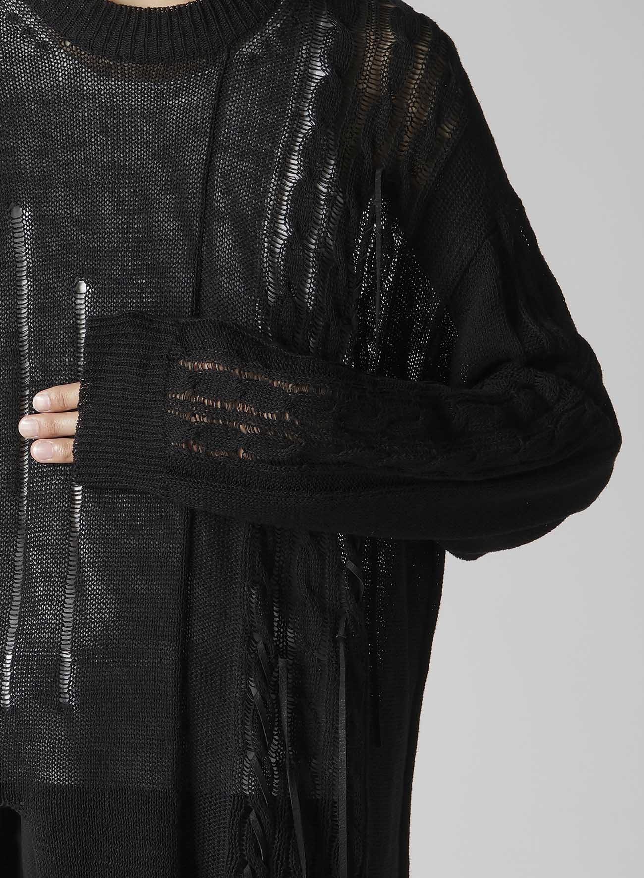 5G 2PLY DROP STITCH ROUND NECK LEATHER S PO